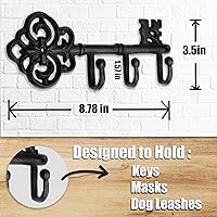 Vista 2 de IRISVITA Llavero para decoración de pared, soporte para llaves de hierro fundido negro antiguo, ganchos rústicos para llaves de pared con 3 ganchos