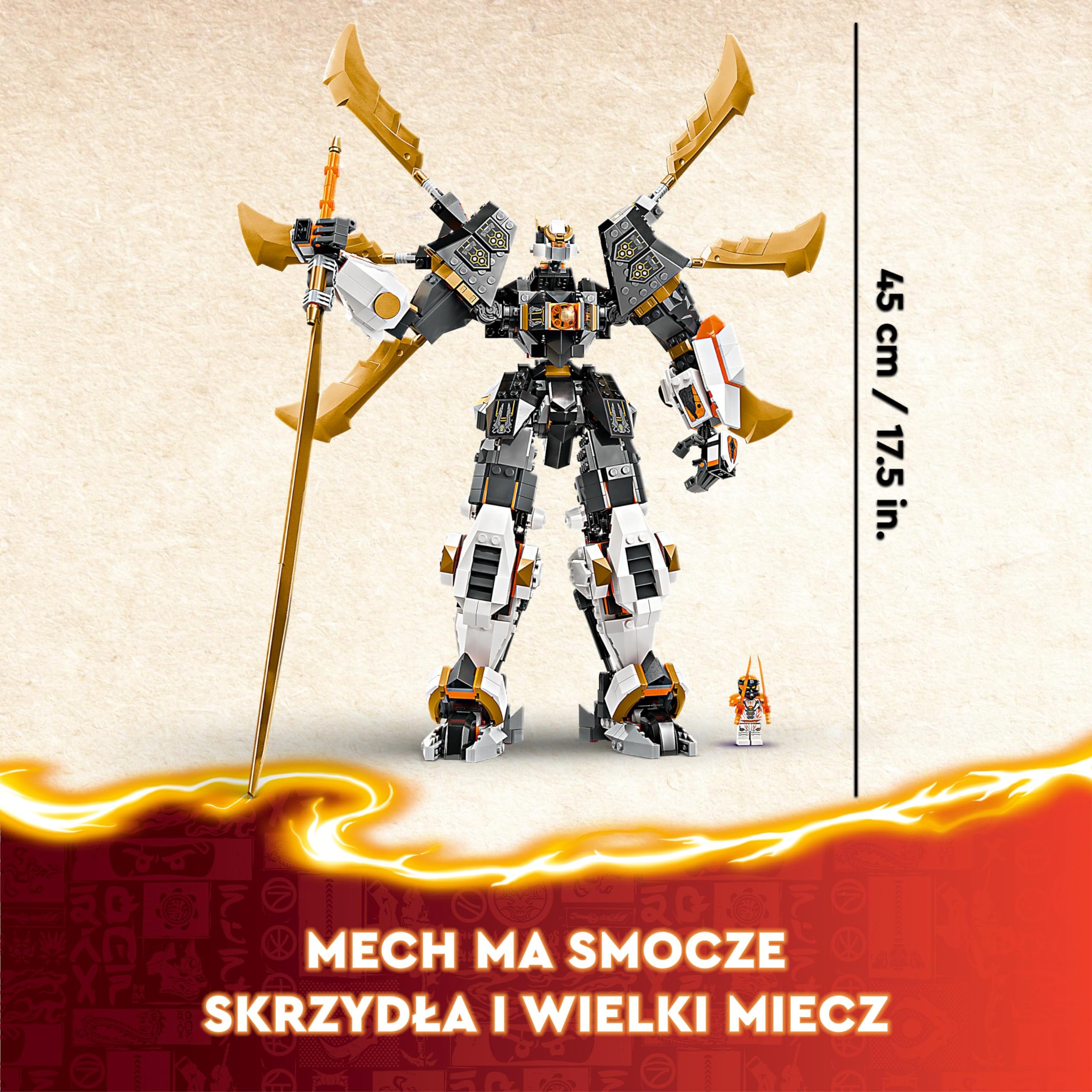 LEGO NINJAGO Tytanowy smok-mech Cole’a, Zabawki Ninja dla Dzieci, Chłopców i Dziewczynek, z 1 Minifigurką, Prezenty dla Nastolatków i Fanów Serialu Smoki Powstają, 71821