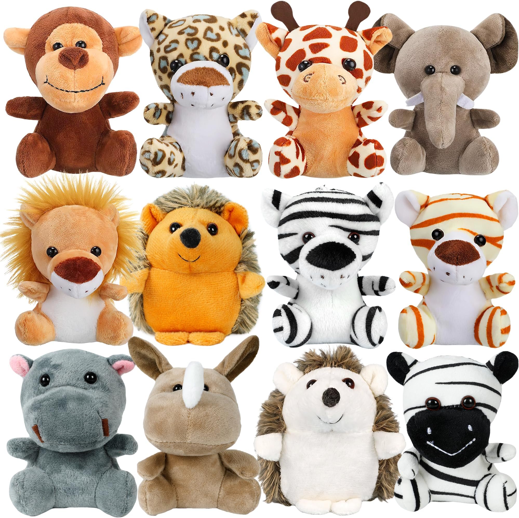 Arrozon 12 Pcs Small Stuffed Animals Bulk, 4.5 Inch Mini Stuffed Animals, Kindergarten Graduation Gifts, Classroom Keychain Plushies Toys Claw Machine Carnival Prizes, Party Favors for Kid