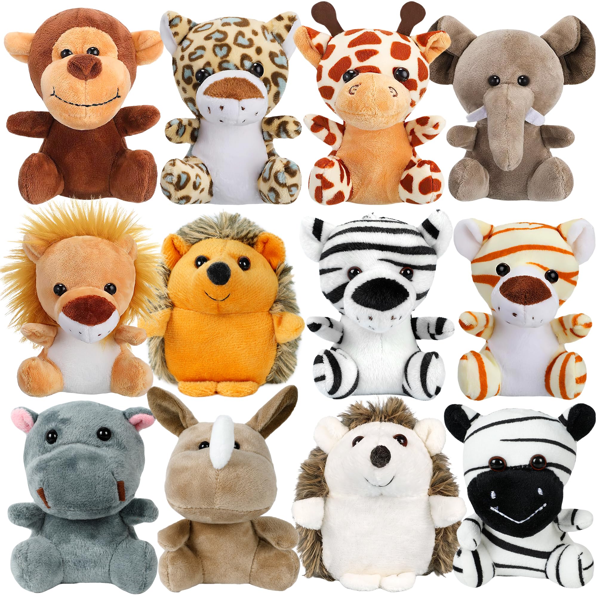 Arrozon 12 Pcs Small Stuffed Animals Bulk, 4.5 Inch Mini Stuffed Animals, Classroom Easter Egg Fillers, Keychain Plushies Toys Claw Machine Prizes, Party Favors Stuffers for Kid Gifts