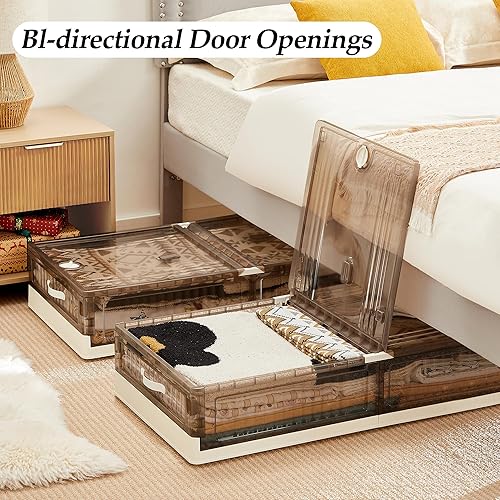 Miniatura 4 de VECELO Almacenamiento debajo de la cama con ruedas, contenedores de almacenamiento apilables debajo de la cama, contenedores de almacenamiento