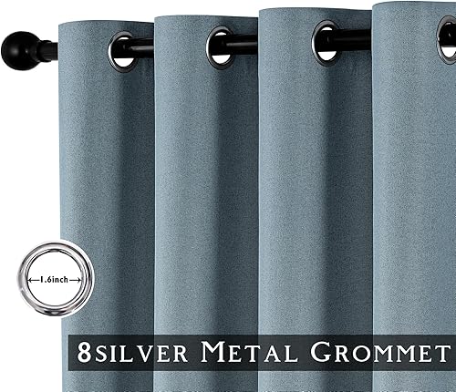 Miniatura 177 de ChrisDowa Cortinas 100% opacas de abedul liso de 96 pulgadas de largo, 2 paneles para dormitorio, sala de estar, oscurecimiento de la habitación de