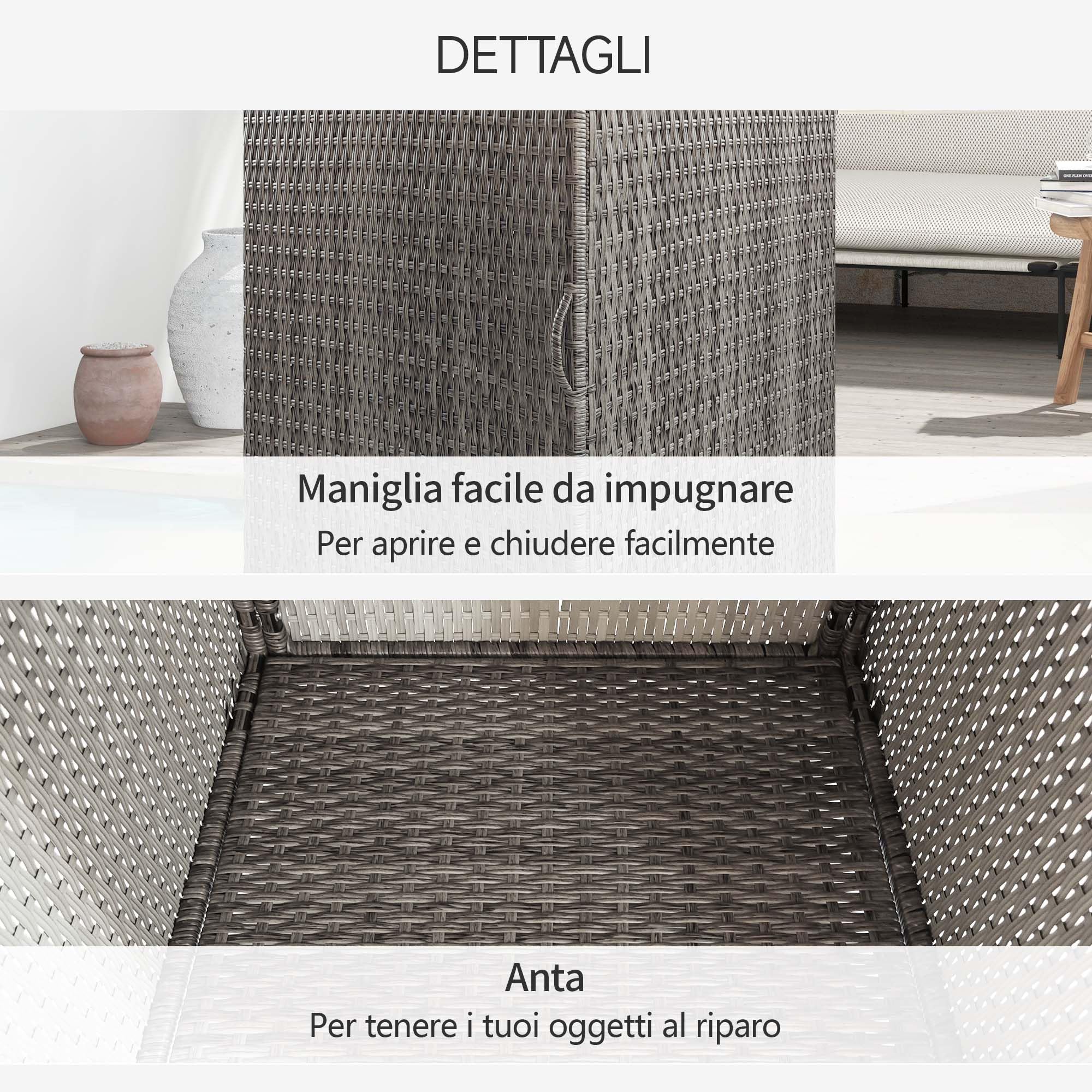 Outsunny Armadio da Esterno in Rattan PE 60x63x120cm Grigio