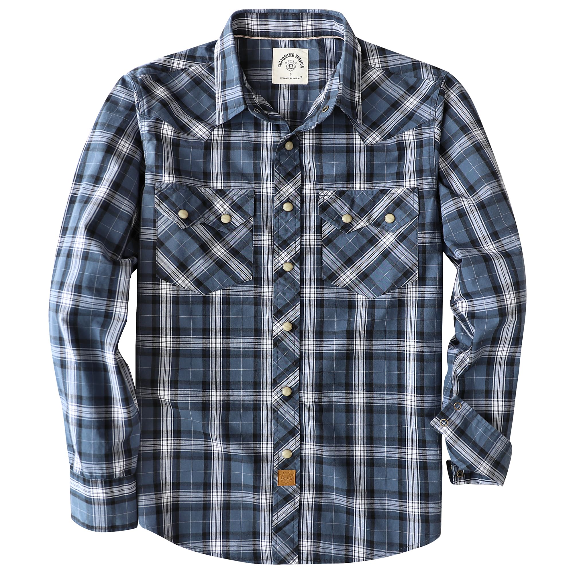 Dubinik® Freizeithemden Für Herren Westernhemd Druckknöpfen Cowboy Kariertes Baumwolle Comfort Fit Langarm Arbeitshemd