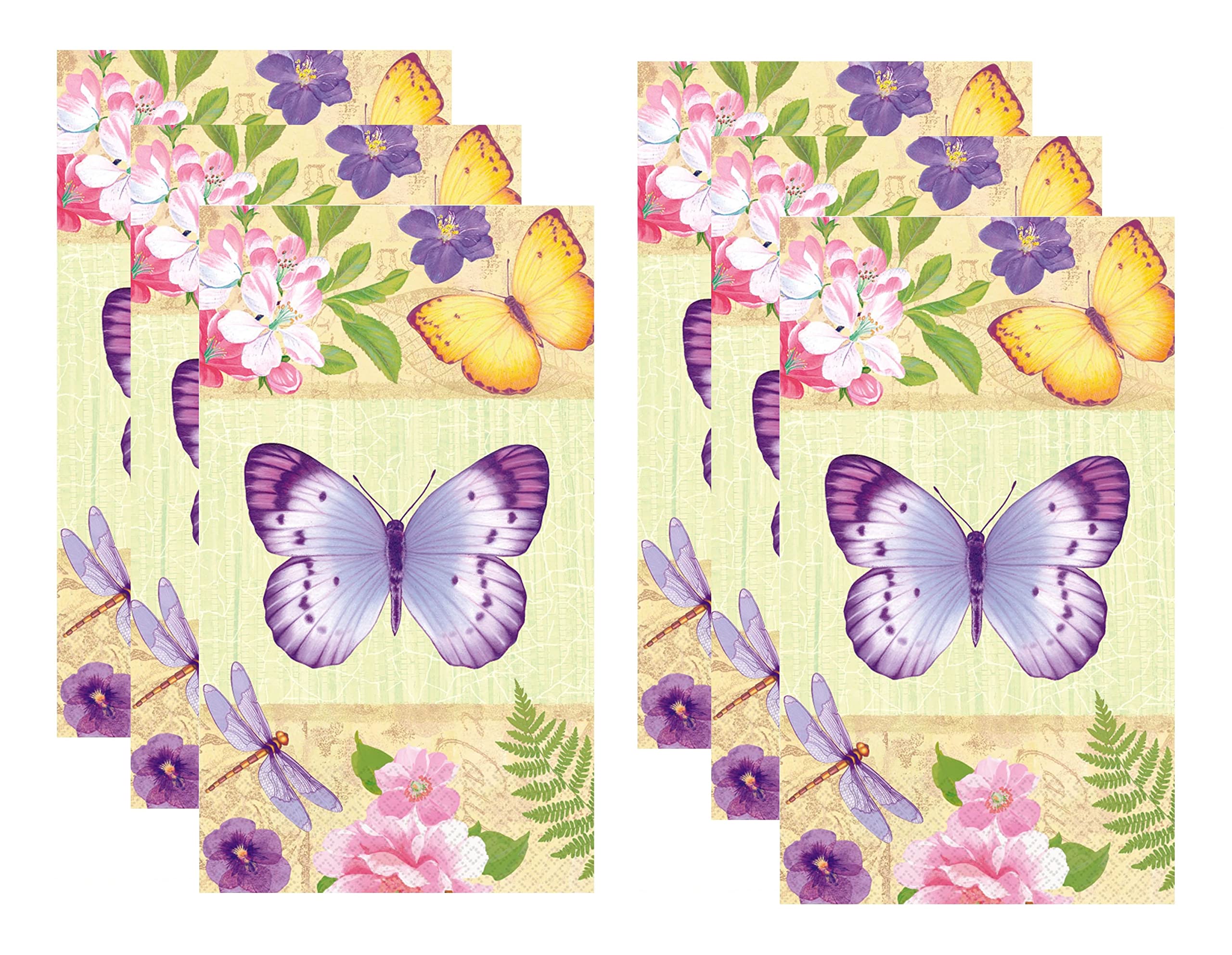 Spring Butterfly Garden Guest Towels - BULK 48 CT | Decorative Paper Napkins for Buffet Kitchen or Bathroom fingertip Hand Towels | Summer Farmhouse Decor Rustic Buffet Napkins