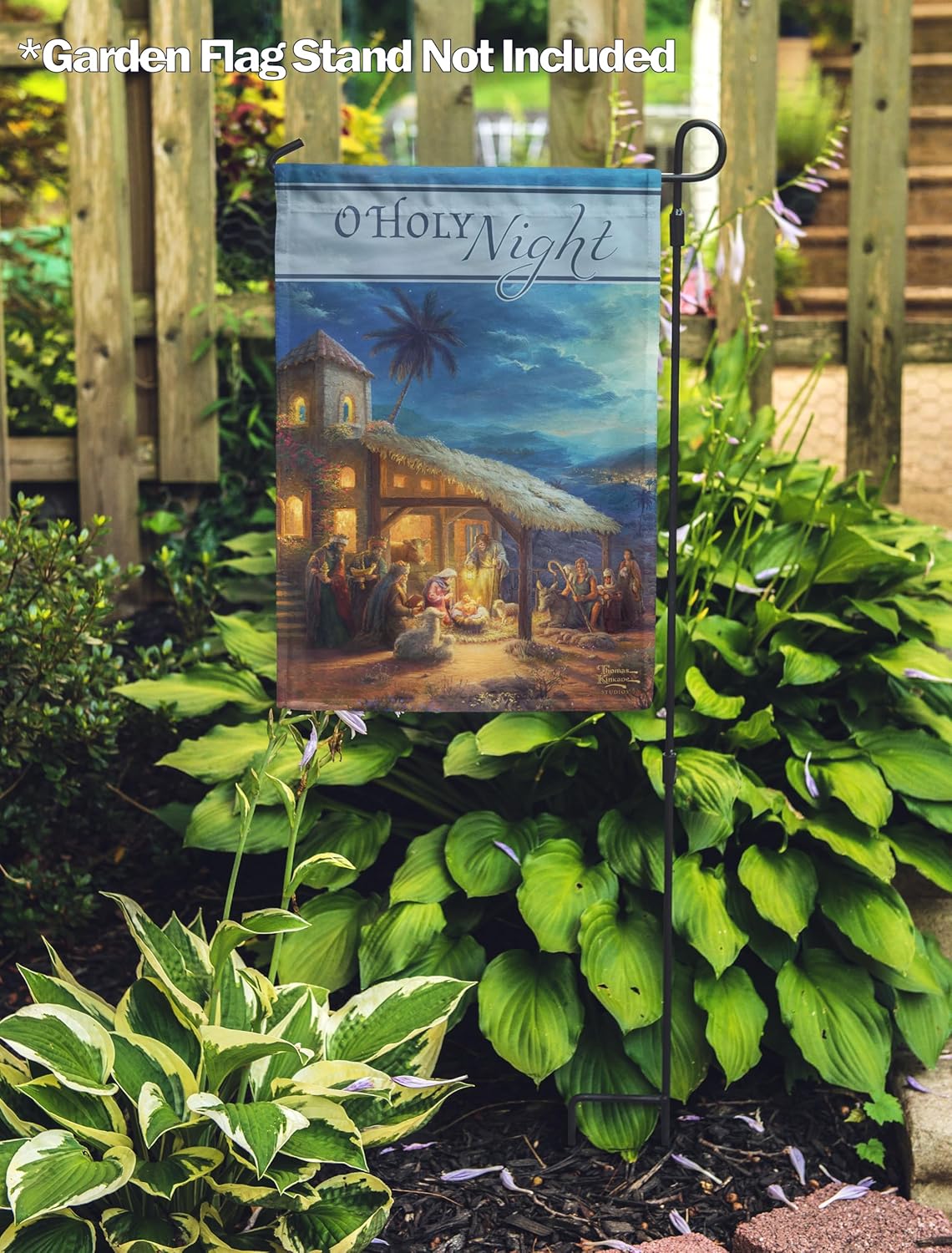 Flagology, Thomas Kinkade The Nativity – Garden Flag 12" x 18", Outdoor Flag, Exclusive Premium Fabric, Officially Licensed Thomas Kinkade, Christmas