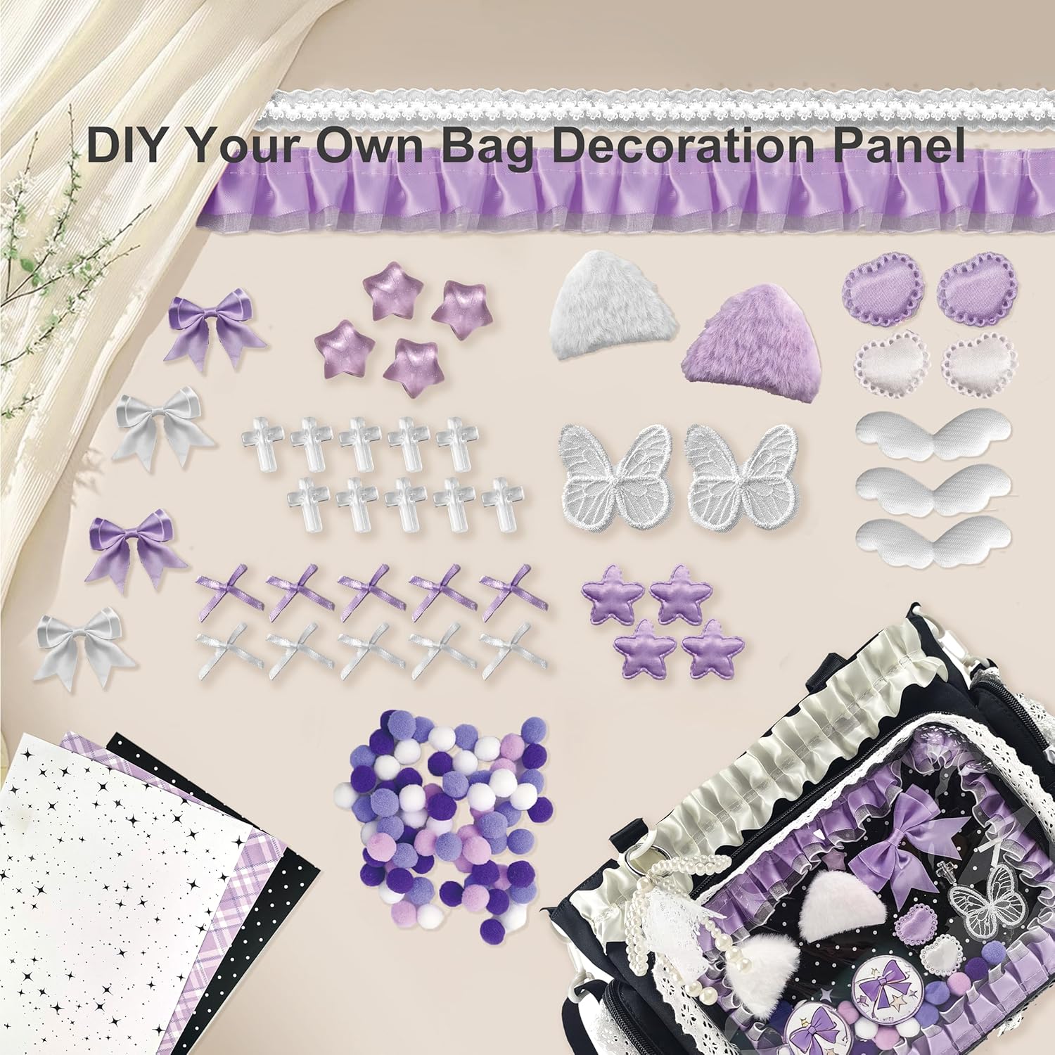 Ita Bag,DIY Clear Pin Display Bag with Insert and Accessories,Anime Kawaii Ita Crossbody Purse,Women Y2K Shoulder Bags - Image 5