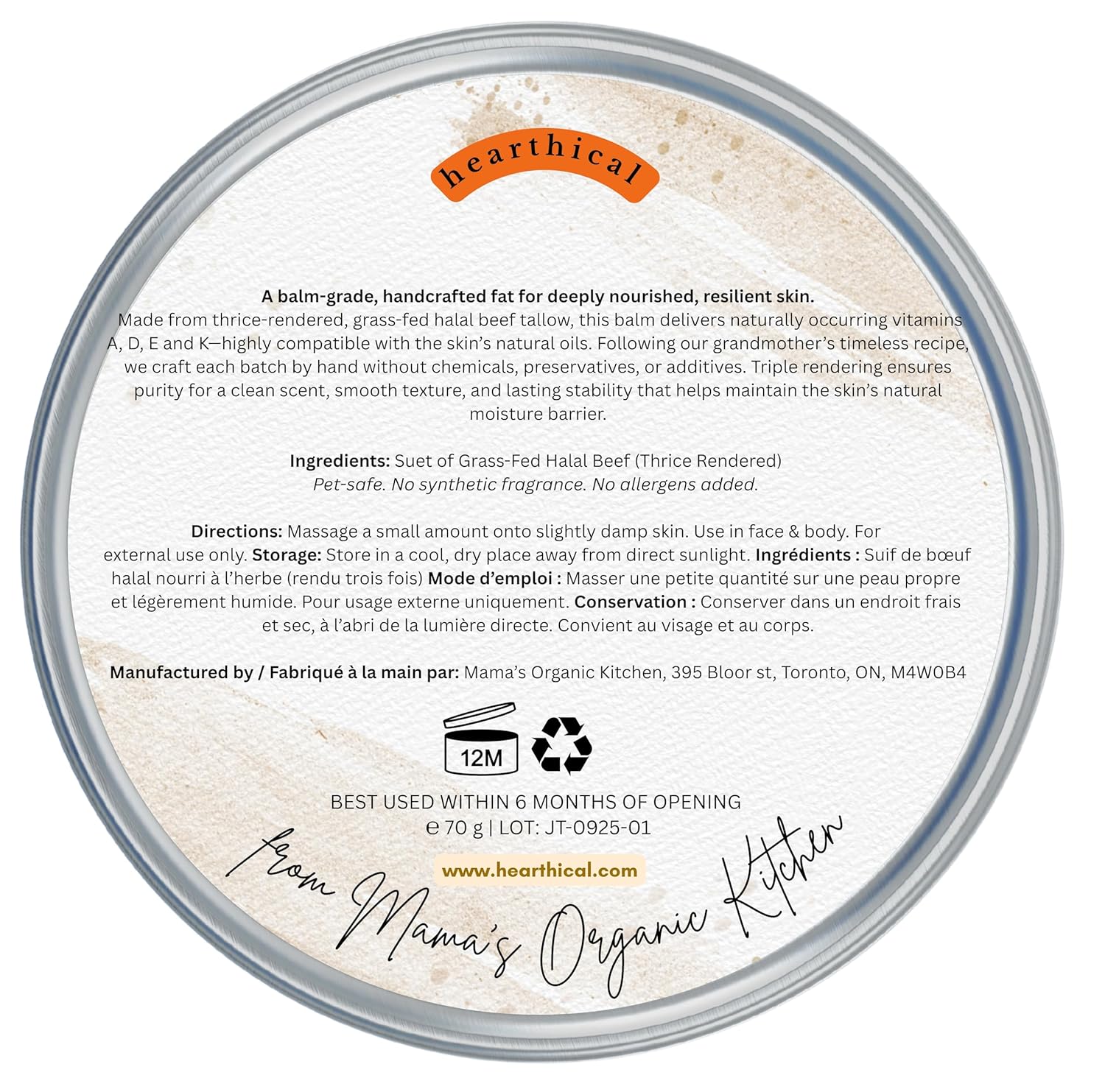 JUST Tallow - No Added Ingredient - 70 g Halal Grass Fed Beef Tallow For Skin - Organic Beef Tallow Moisturizer – Beef Tallow Face Moisturizer & Beef Tallow Balm For Face – Unscented