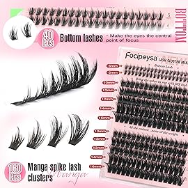 Focipeysa Volume Eyelash Extensions Thick Lash Clusters Dramatic Individual Lash Extensions Salon Effect Clusters Eyelashes 12-18mm Full Volume Lash Extension DIY Clusters Lash Extensions at Home