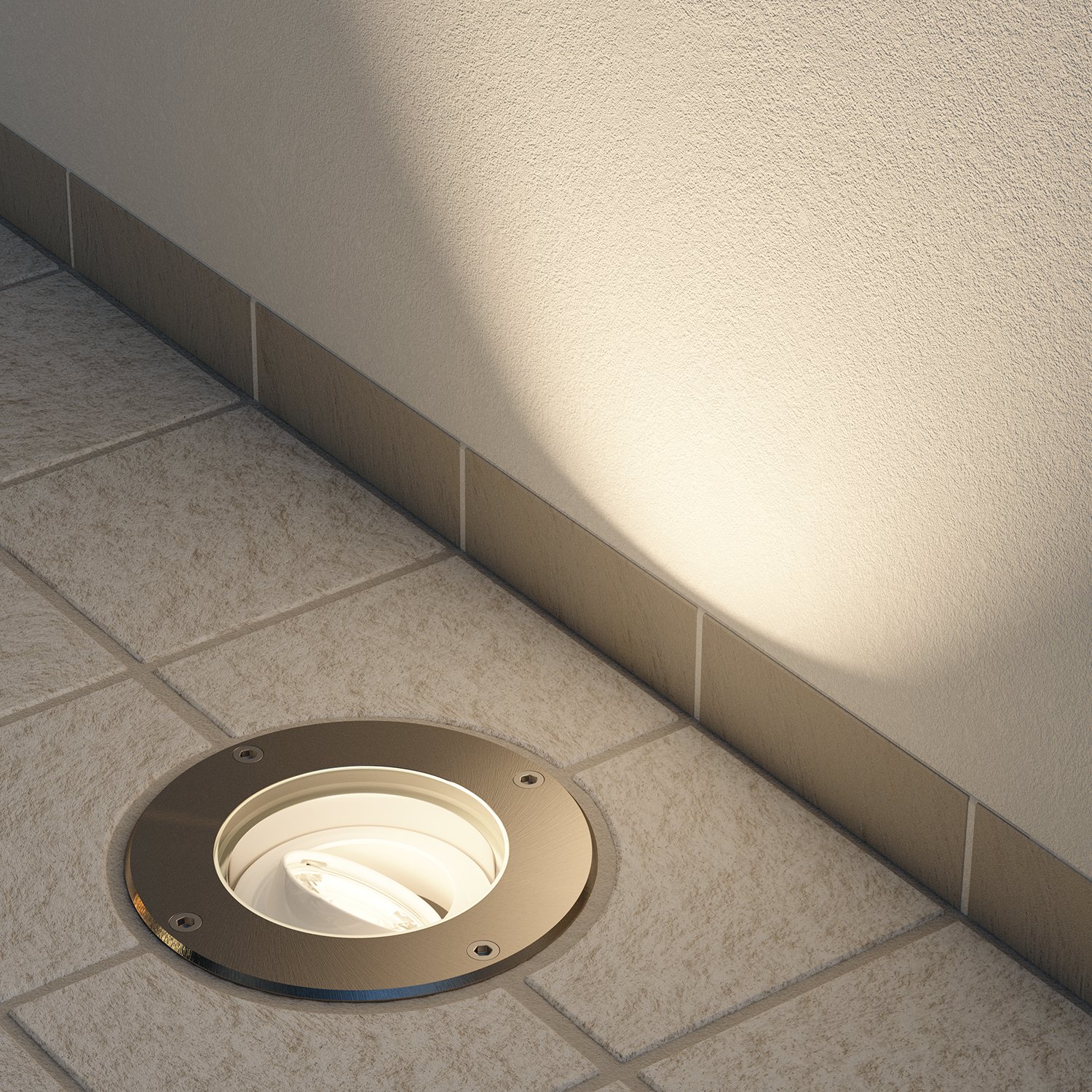 ledscom.de 2 Stück Bodeneinbauleuchte BOFU für außen, IP67, schwenkbar, edelstahl, rund, 150mm Ø, 1x GU10 max. 15W