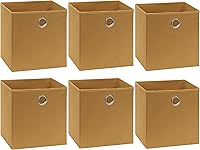 Vista 6 de SIMPLE HOUSEWARE Contenedores de almacenamiento de cubos plegables con asas, de 11 pulgadas, color marrón claro, paquete de 6, organizadores