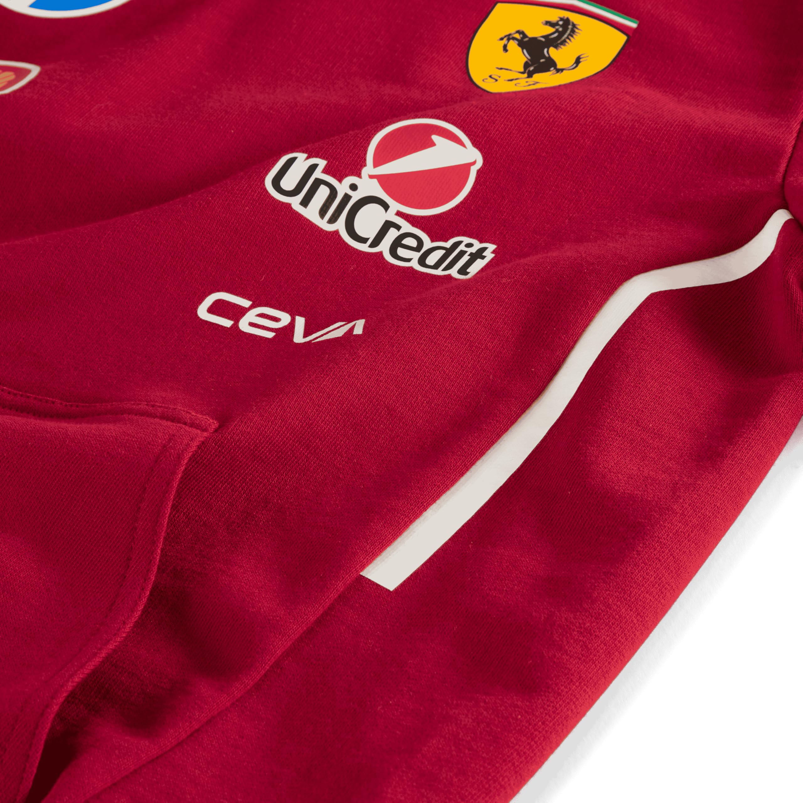 PUMA Scuderia Ferrari F1 Felpa con Cappuccio Team Bambino 2025 Rosso