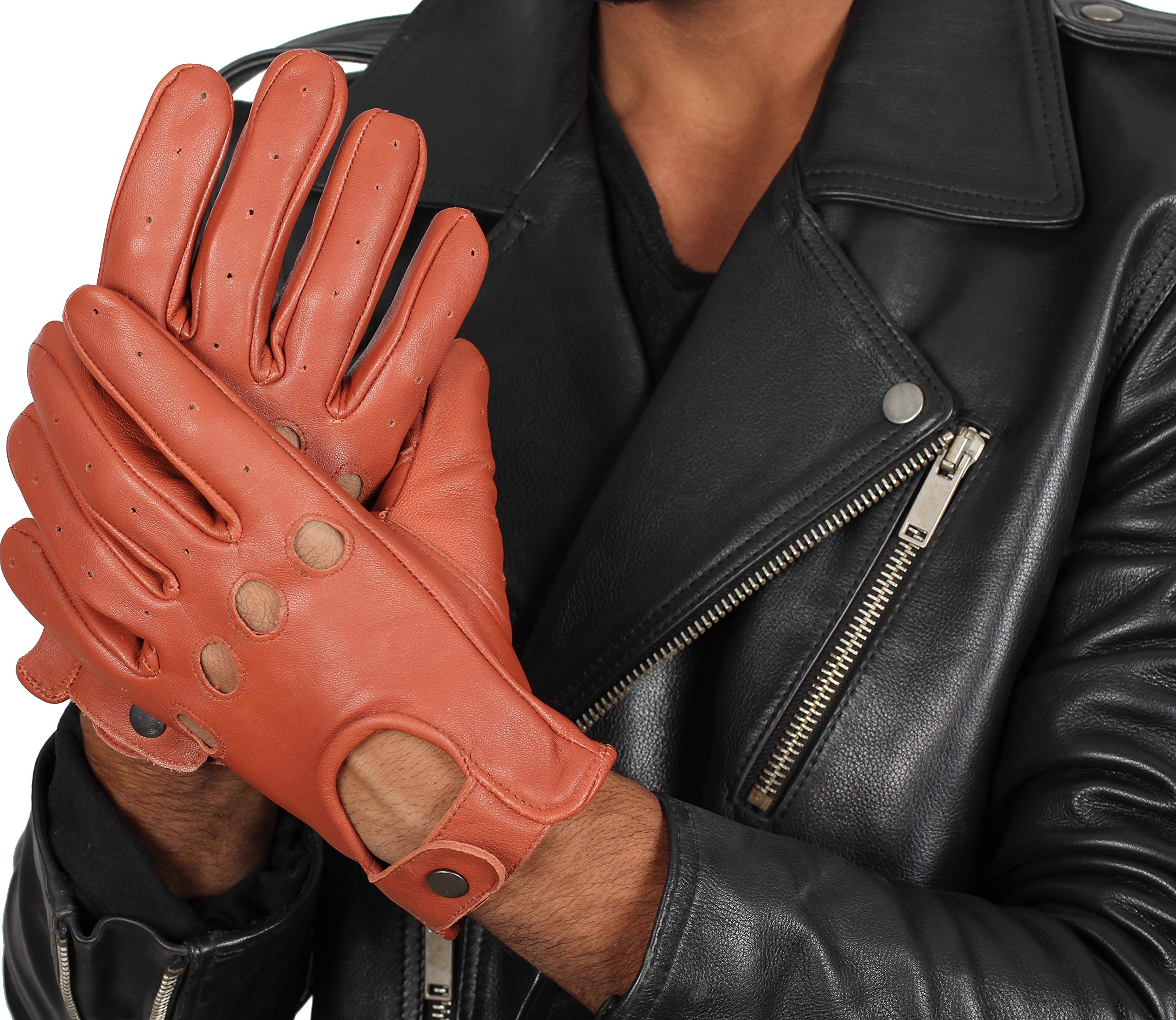 Deerskin Biker Gloves For Mens - Women Real Leather Motorcycle Riding Gloves