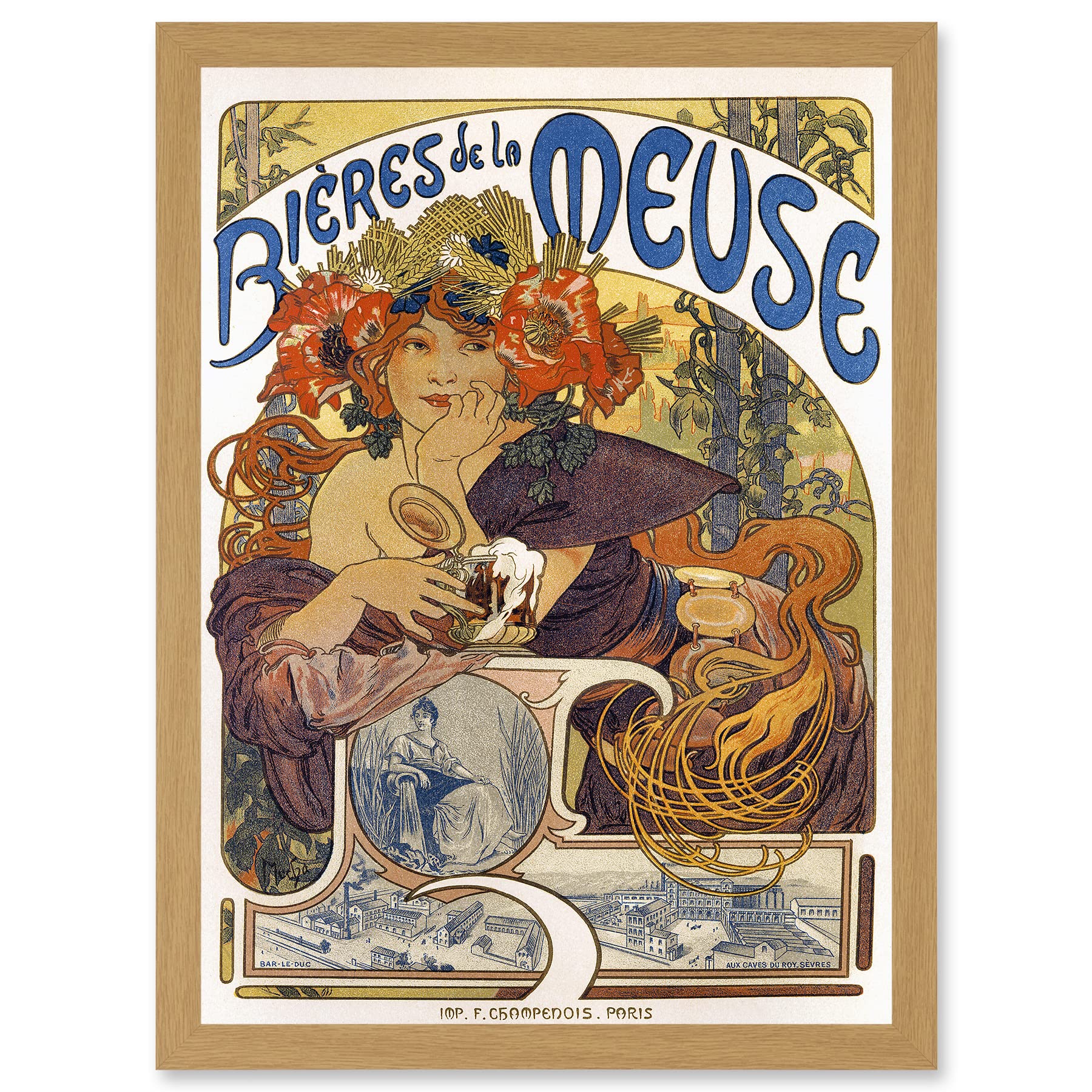 Wee Blue Coo Beer Of The Meuse Paris France Vintage A4 Artwork Framed Wall Art Print