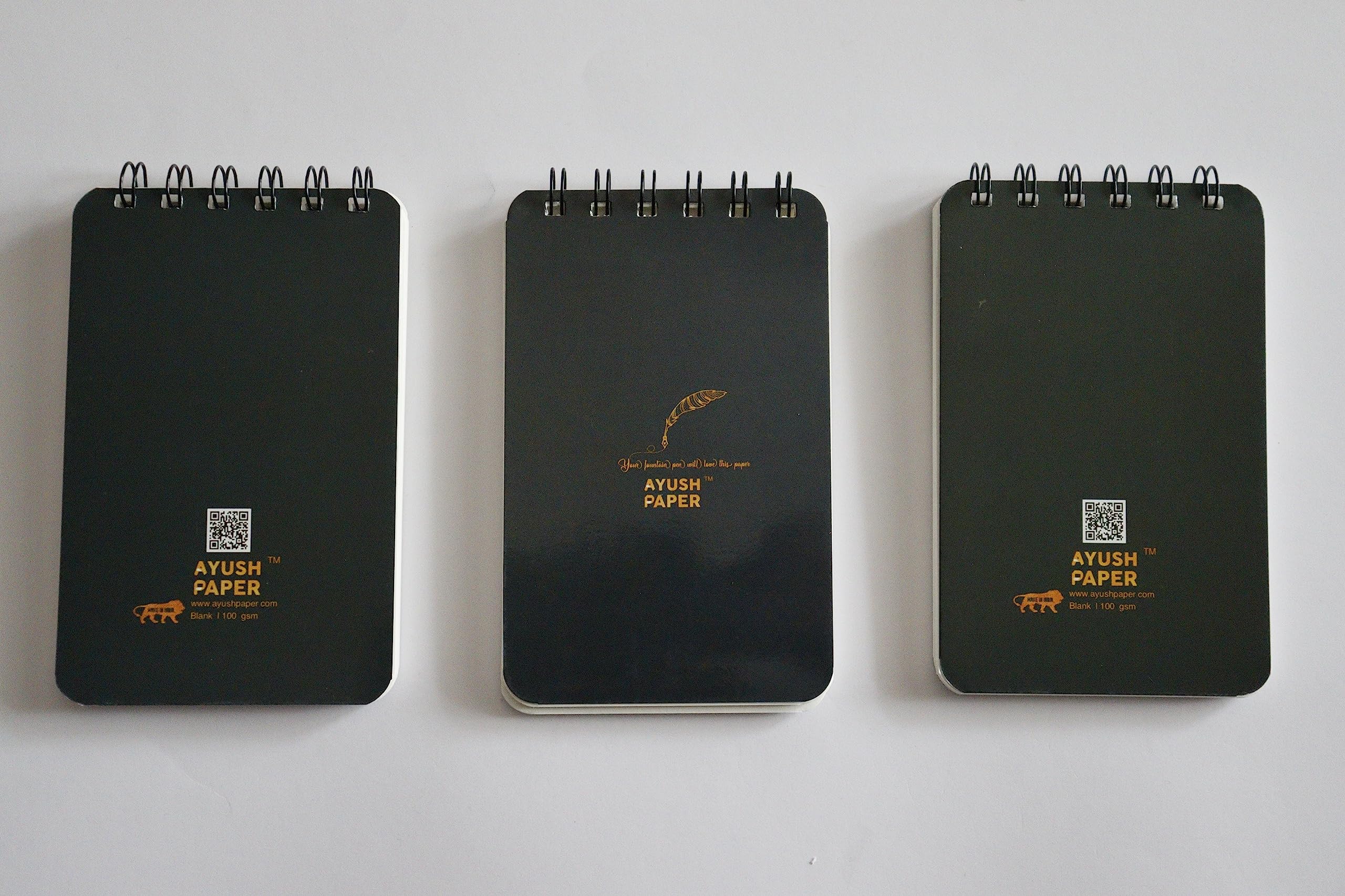 Ayush Paper Pocket Size Spiral NotebookI Pack of 3I 50 pages, 100 sidesI 3.5" x 5.5"I 100 GSM I Pocket Size Dairy For Drawing, Painting and Sketching.