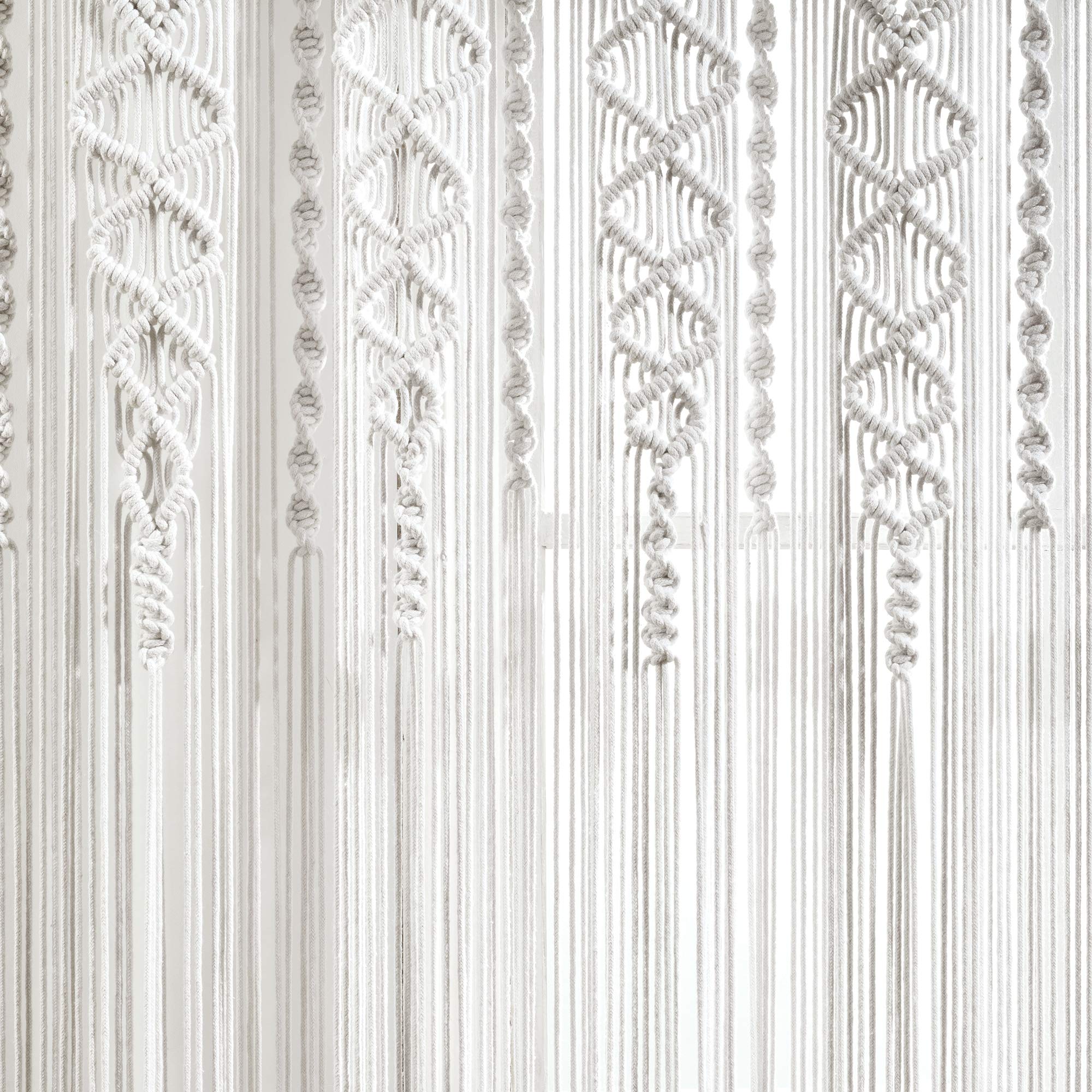 Lush Decor Rideau de fenêtre bohème en Coton texturé en macramé, 213,4 cm (L) x 101,6 cm (l) - Blanc