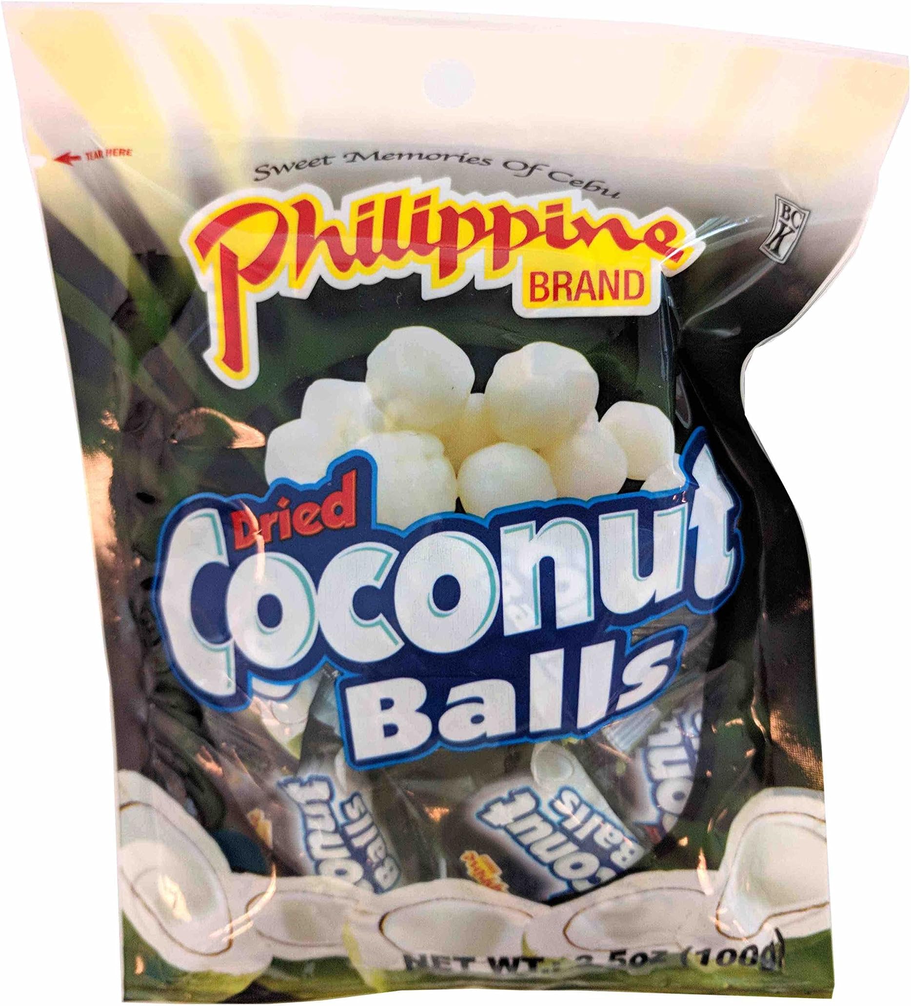 Philippine Brand Dried Coconut Balls Chewy Fruit Snack, 3.53-Ounces Pouches