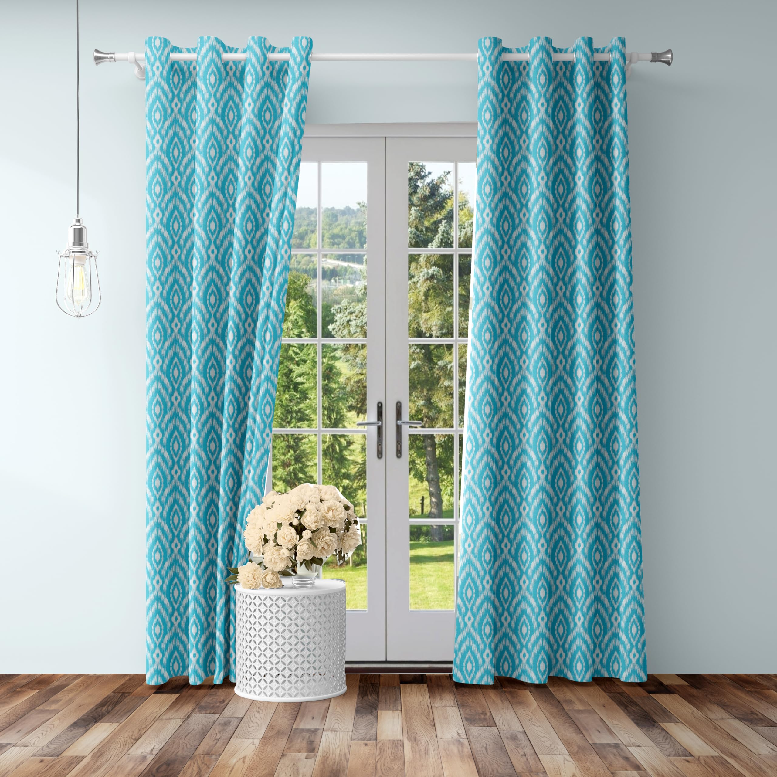IXORA DECOR Home Premium Cotton Printed Colour Door Curtain- (Blue, 7 Feet) Pack Of 2, Light-filtering, Rod pocket curtains (B09N9H9SS9) Amazon Price History, Amazon Price Tracker