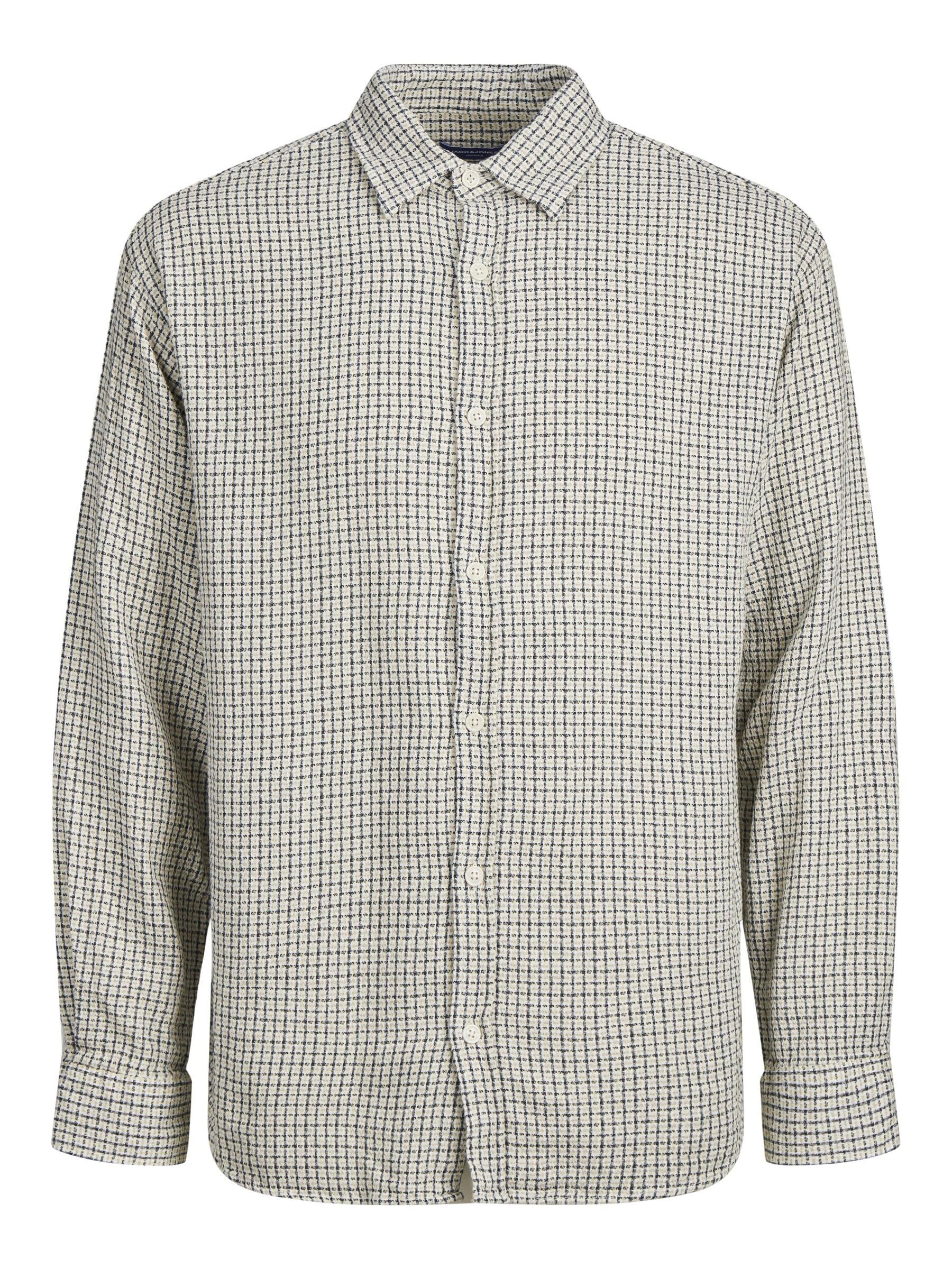 JACK & JONES Men's Jorgracia Parker Check Shirt Ls Sn Polo, Cloud Dancer, L