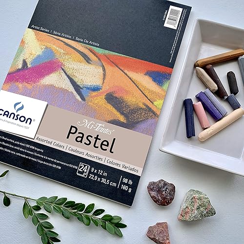 Miniatura 8 de Canson Artist Series Mi-Teintes - Papel pastel, colores surtidos, bloc plegable, 9 x 12 pulgadas, 24 hojas (98 libras160g) - Papel de artista para