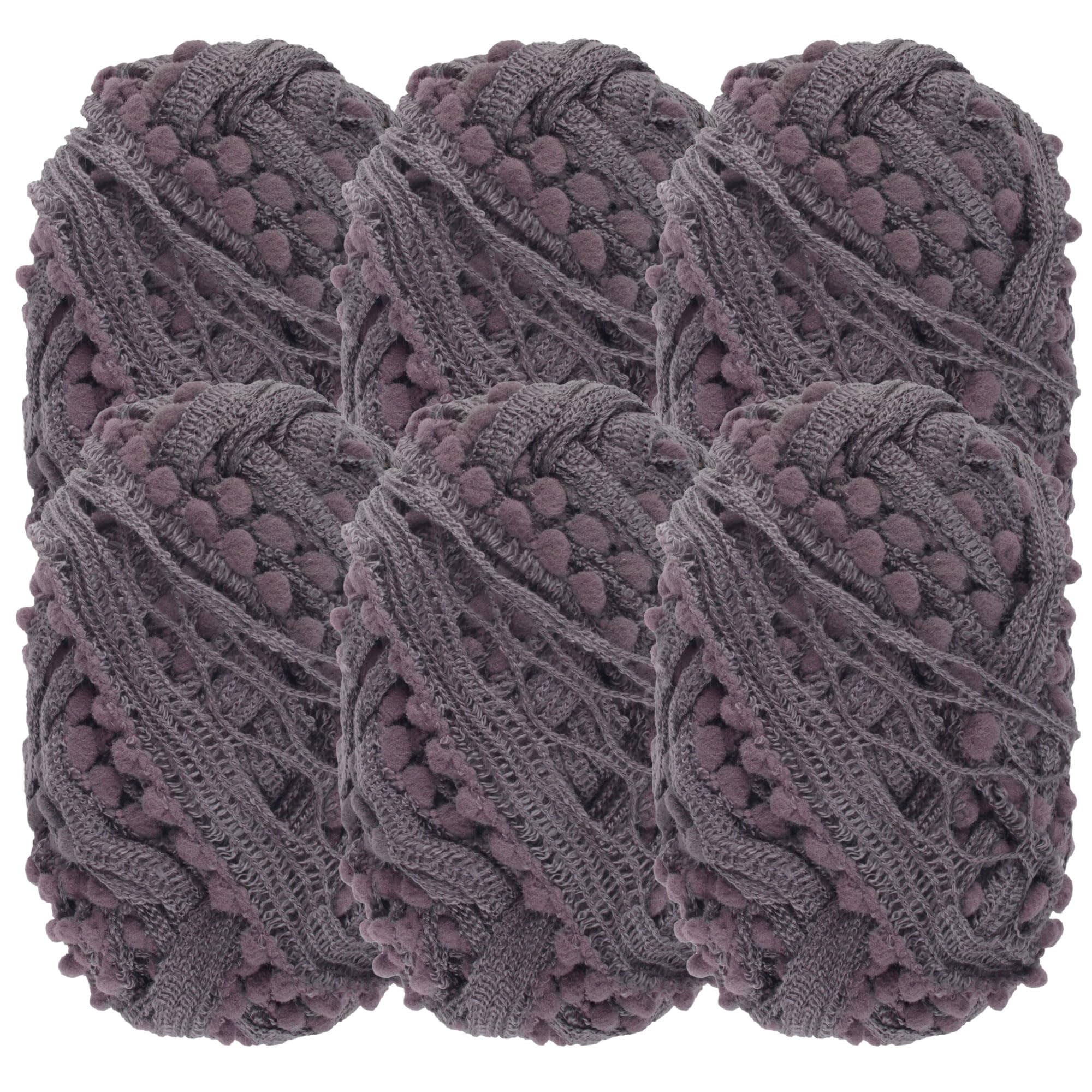 Hilo con pompones de red para bufandas invernales caseras, JubileeYarn de 50 g tono carbono