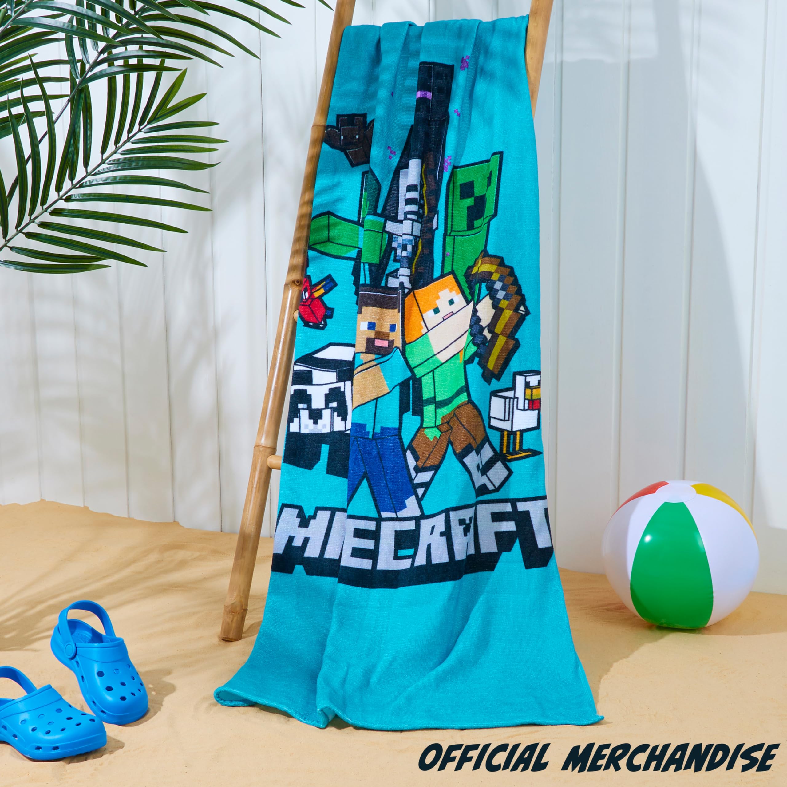 MINECRAFT Asciugamani Bambini Ragazzi Asciugamano Bagno Cotone Telo Doccia Grande Teli Mare Creeper Leggeri e Assorbente 140x70cm