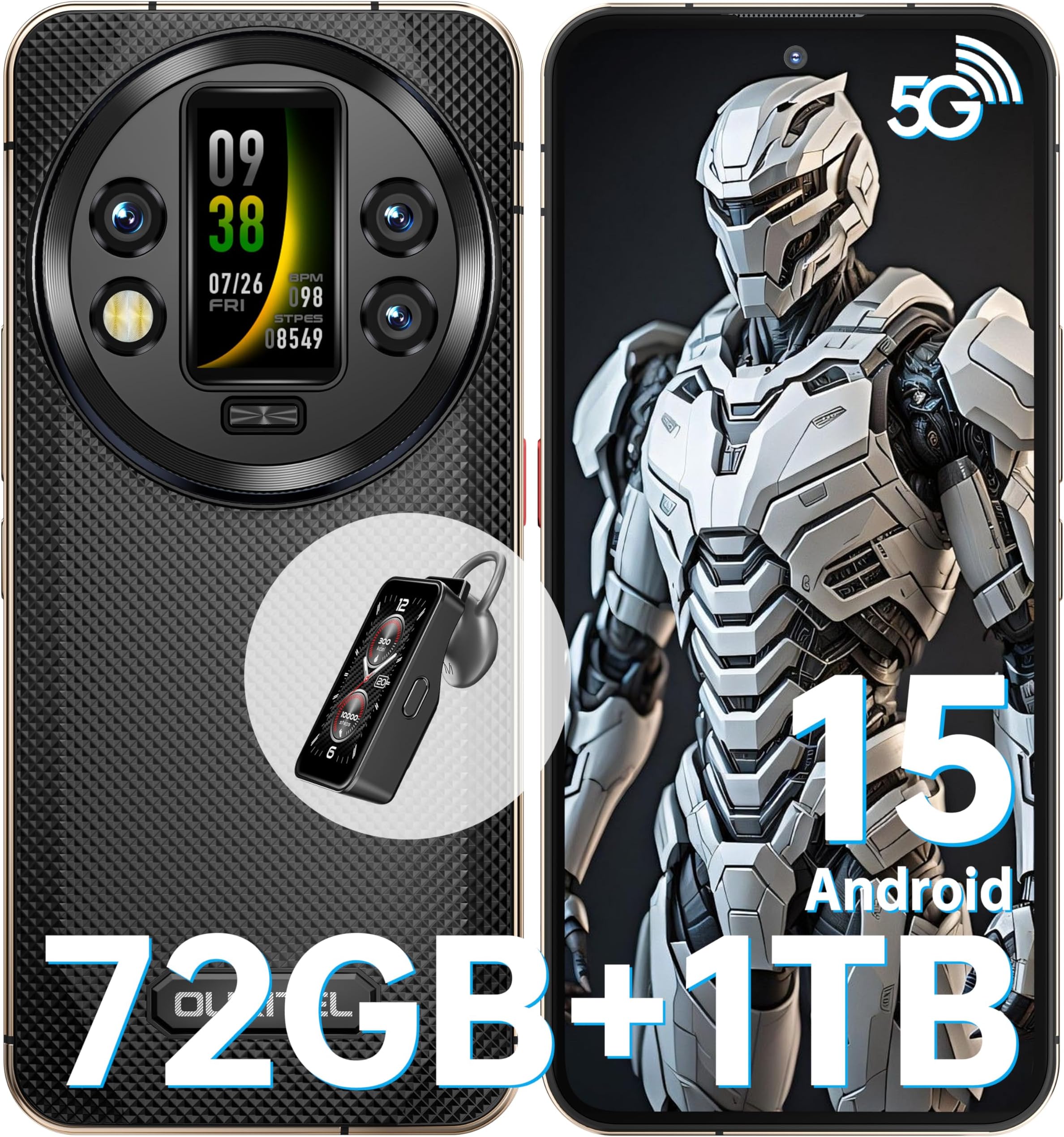 OUKITEL WP200 Pro Rugged Smartphone 5G - Android 15, 72GB（24+48） RAM+1TB ROM, 6.7" Rugged Phone, 8800mAh Android Phones, 108MP Camera, IP68/69K Waterproof Phone, 4G Dual SIM/NFC/OTG/GPS, 2025 (Black)