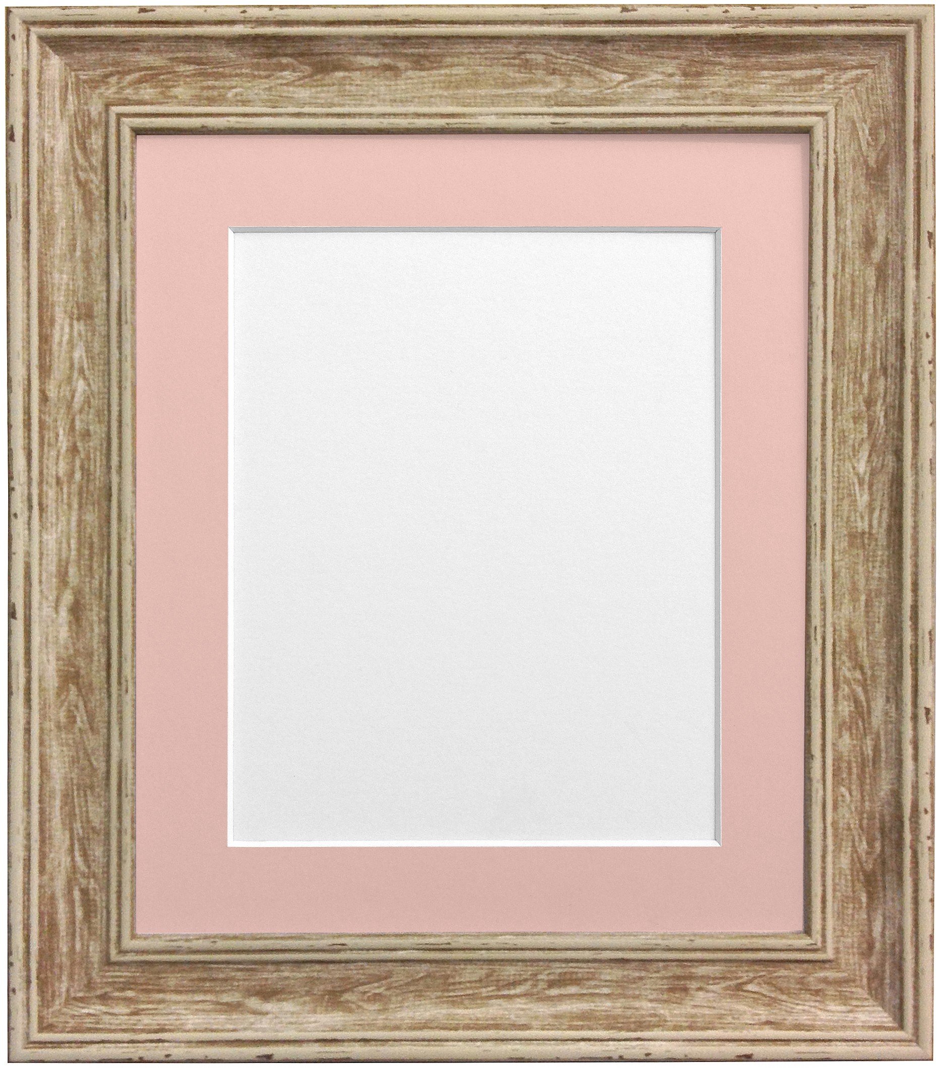 Frames By Post Pink Mount Scandi Distressed Wood Picture Photo Frame With A2 Image Size A3
