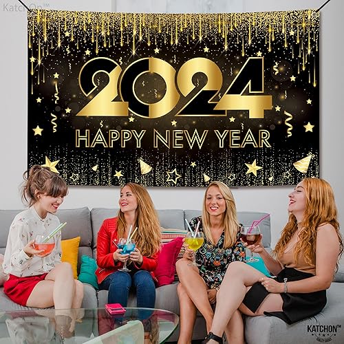 Miniatura 6 de KatchOn, Cartel XtraLarge de feliz año nuevo  72 x 44 pulgadas  Fondo de Año Nuevo para decoraciones de Año Nuevo 2024  Cartel de Nochevieja para