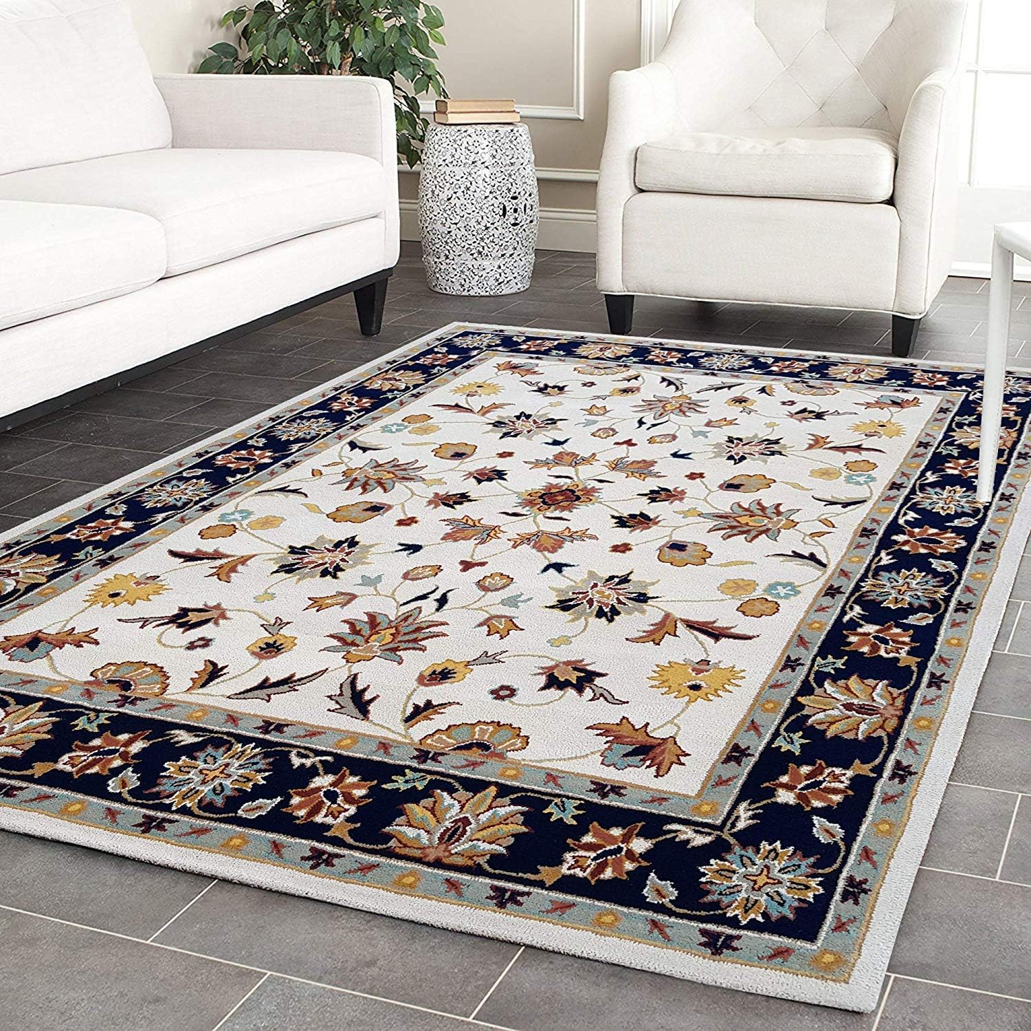 Rahman Exports Hand Tufted Carpets for Decorations and Flooring of Living Room and Hall (Beige, 6 x 8)