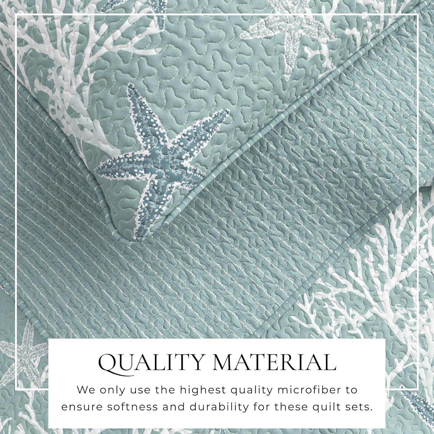 Great Bay Home Twin/Twin XL Coastal Quilt Bedding Set, Summer Coastal Quilt with Sham, Beach 2-Piece Reversible All Season Bedspread Quilt Set. Lightweight Nautical Quilted Coverlet.Ether Blue - Image 2