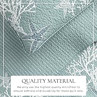 Vista 2 de Great Bay Home Juego de colcha costera de cama individual/extra grande, colcha costera de verano con funda, juego de edredón reversible de 2 piezas