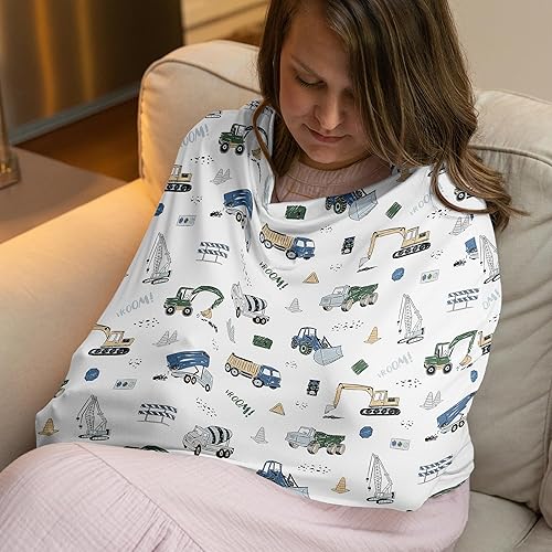 Miniatura 2 de Sweet Jojo Designs Construcción camión niño bebé bebé asiento cubierta enfermería lactancia alta silla carrito de compras cochecito asiento de coche