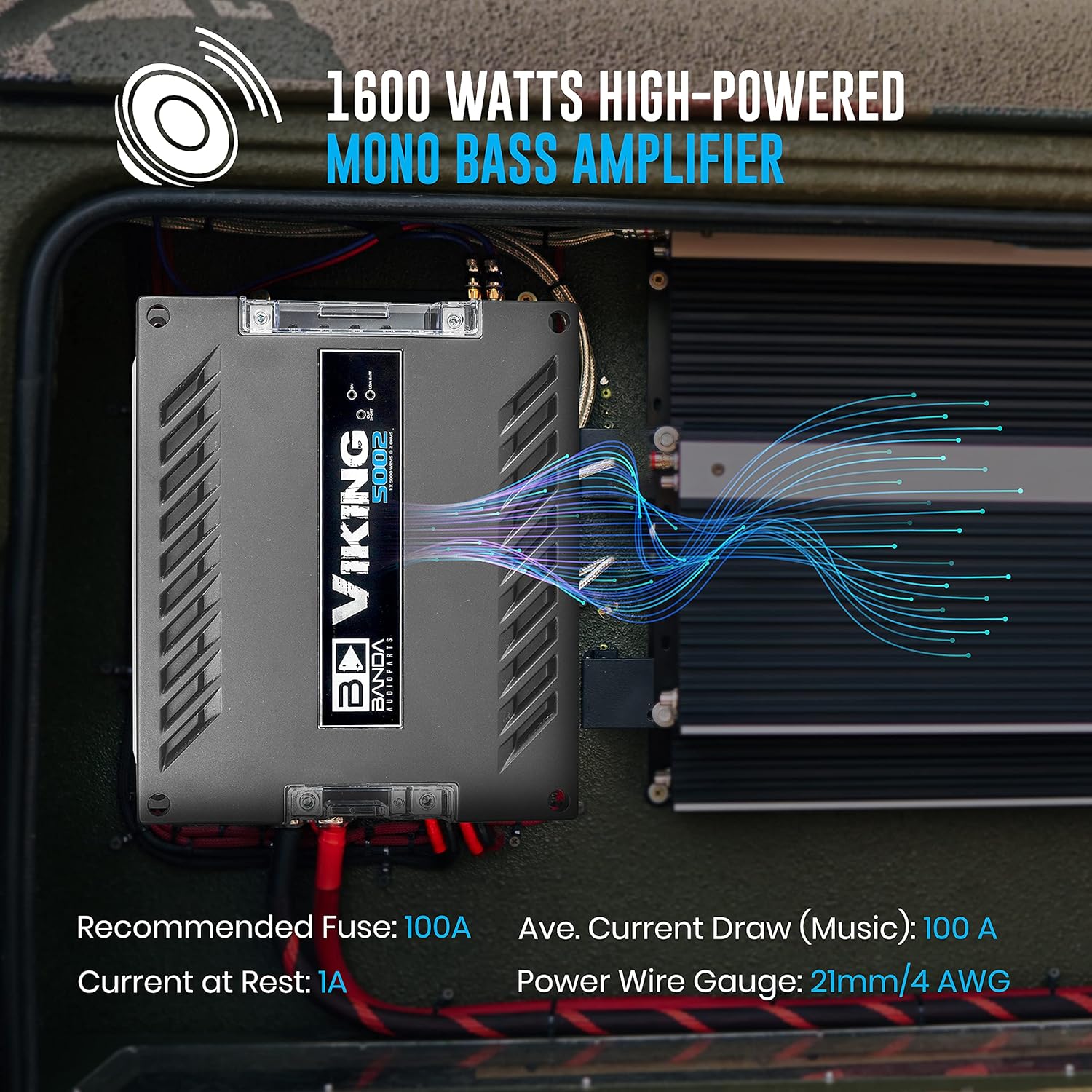Black Friday Clearance BANDA 1-Channel Vehicle Audio Bass Amplifier - High-Powered Mono Bass Amplifier w/Subsonic Filter and Low Pass Filter Stable at 1 ohm, LED Indicators, Sound Specialization - VIKING5002 Best Deal Cheap 🛒 BANDA 1-Channel Vehicle Audio Bass Amplifier - High-Powered Mono Bass Amplifier w/Subsonic Filter and Low Pass Filter Stable at 1 ohm, LED Indicators, Sound Specialization - VIKING5002