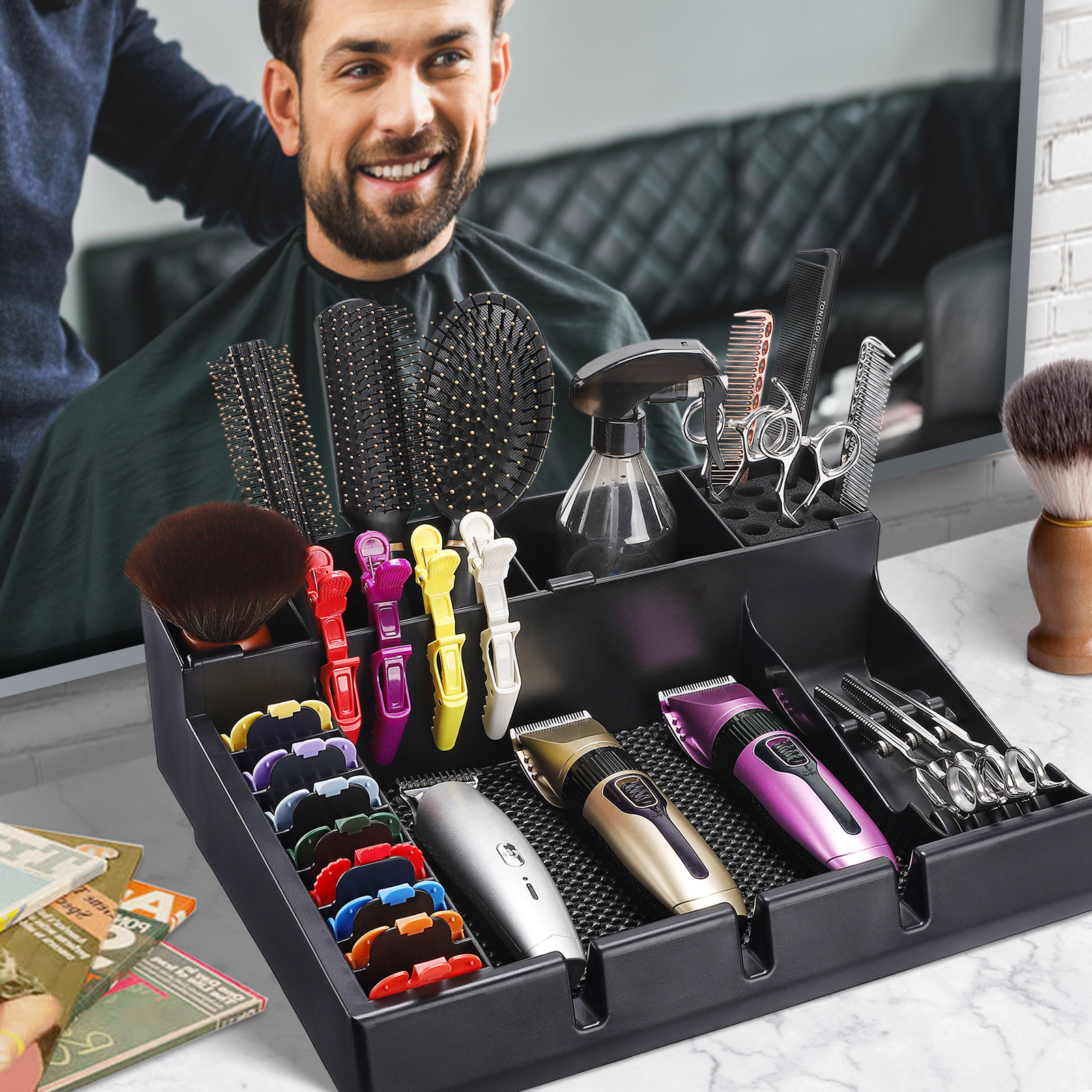 Amazon.com: Large Barber Station Organizer for Corded Clippers
