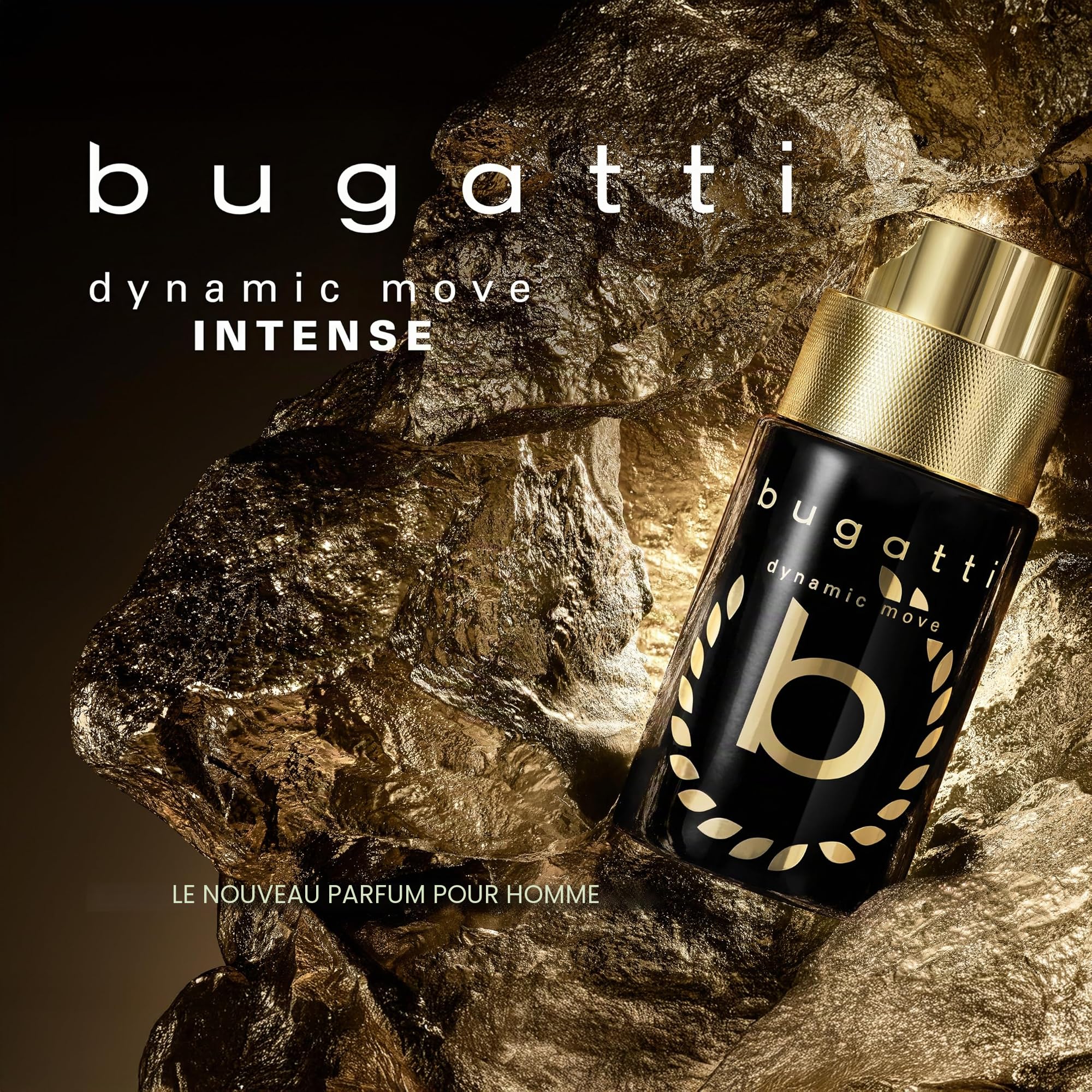 bugatti dynamic move intense Parfum pour homme 100 ml I Eau de toilette ambrée épicée I Parfum pour homme avec nuances de citron, noix de coco, patchouli, vanille et bois de santal I Parfum souverain