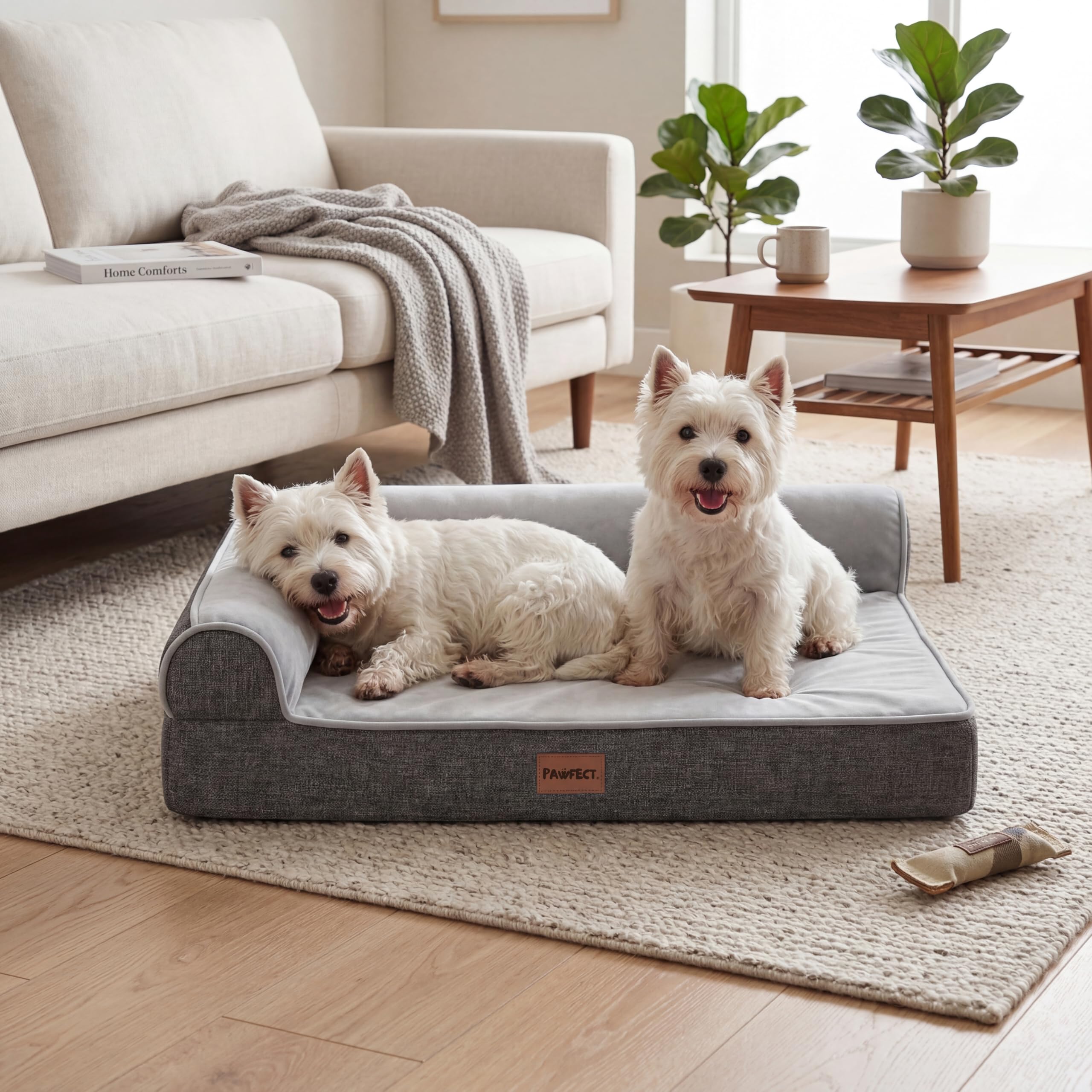 Pawfect Cama ortopédica para perros medianos, grandes y XL, cama para mascotas de espuma viscoelástica de alta densidad de 7 pulgadas con forro impermeable, fundas dobles extraíbles lavables, sofá