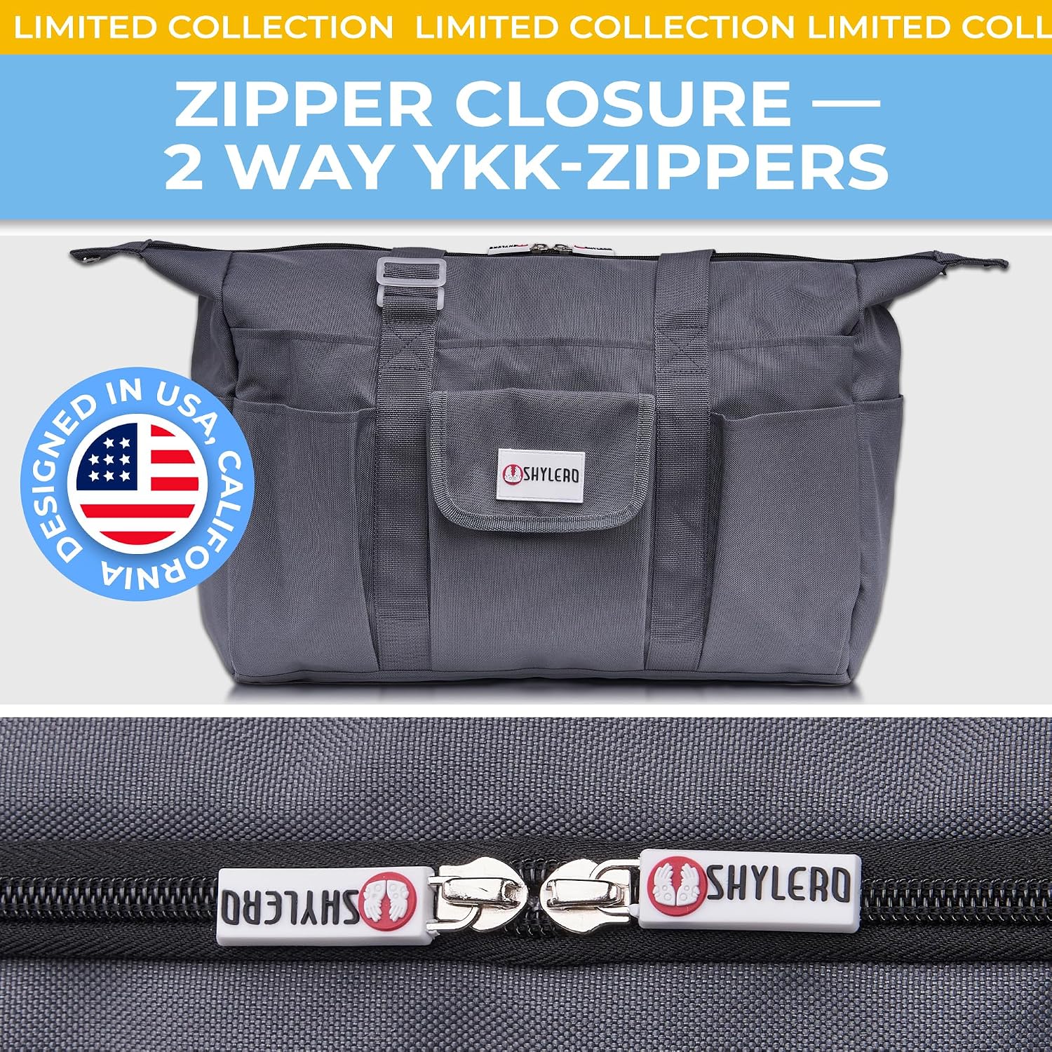 Nurse Bag and Utility Tote | Waterproof | Top YKK® Zip | L18" x H14" x W7" (46x18x36cm) | Field Chamomile