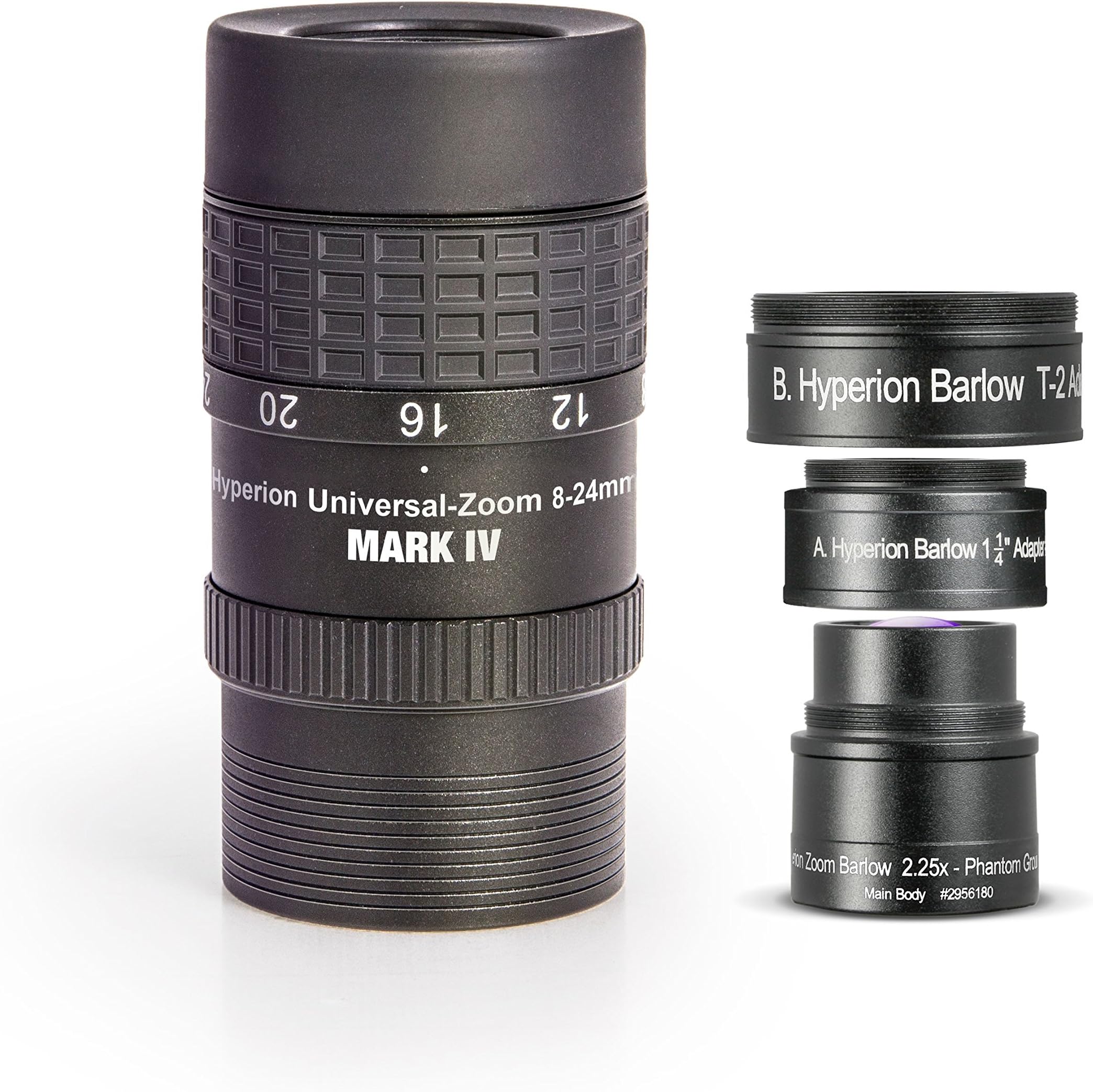 Baader Planetarium8-24/3.6-10.7 mm Hyperion Universal Zoom Mark IV with Barlow 2.25x - Black