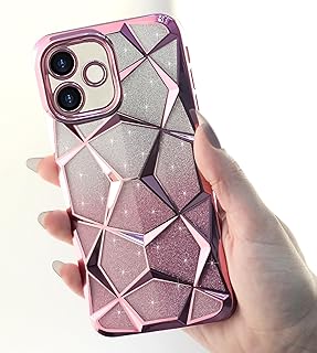 Dl3 Mobilak Compatible with Oppo A3 / Oppo A3X Case Plating Bling Gradient Glitter Clear Cover Soft TPU Silicone Cute Camera Protection Shockproof Back for Women Girls Case - Pink