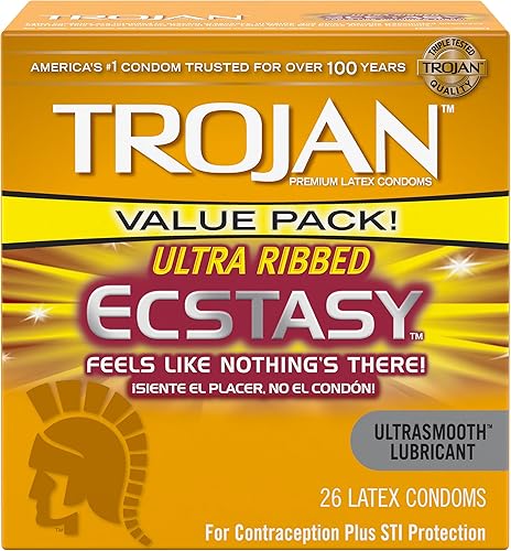 Condones Ultra Acanalados Éxtasis Lubricados, 2 Cajas (26 Condones)