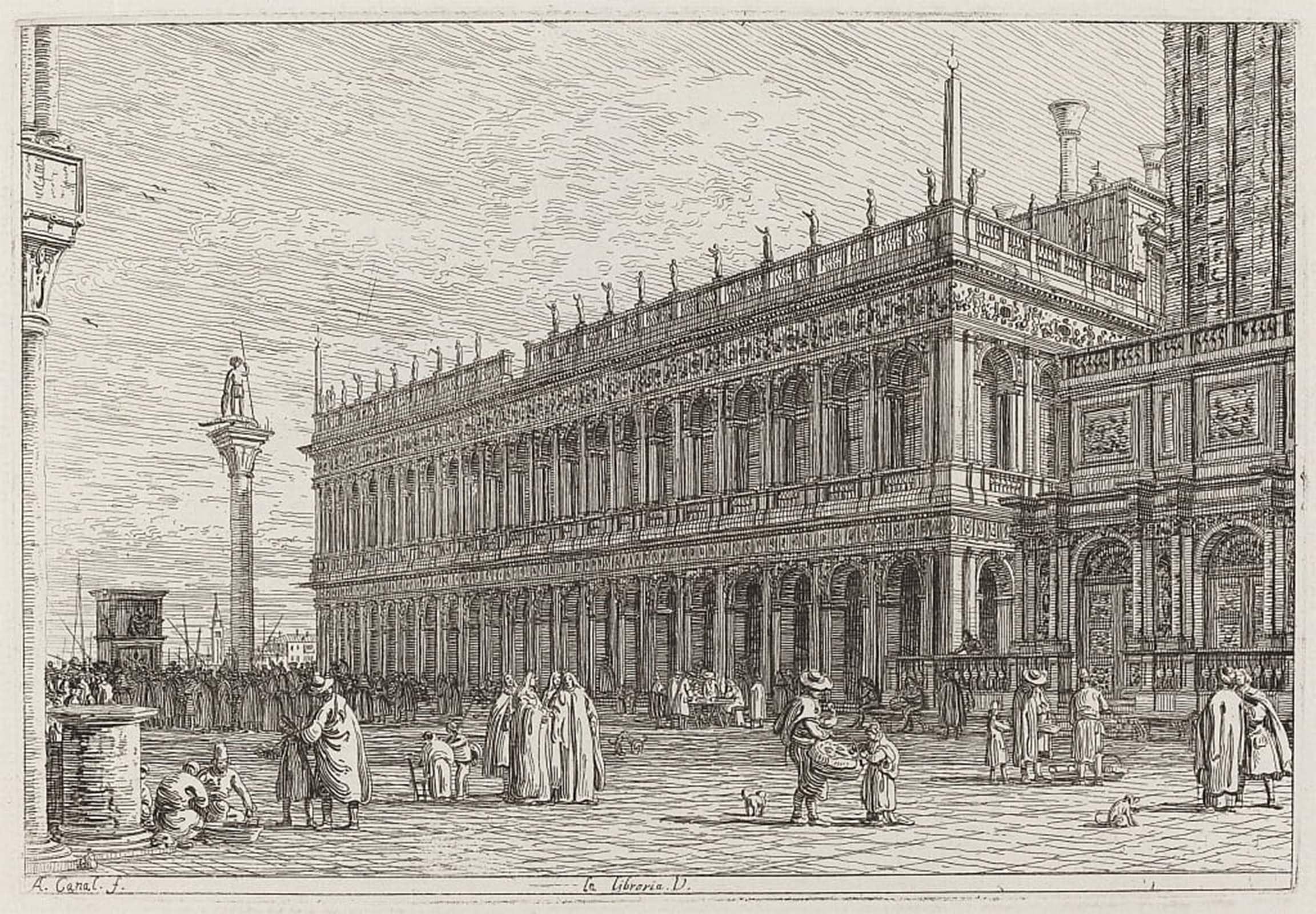RZHRHJES Retro Picture Portrait Oil Painting Modern Wall Artwork the Bookstore by Canaletto Canvas Poster for Office Decor 60x90cm