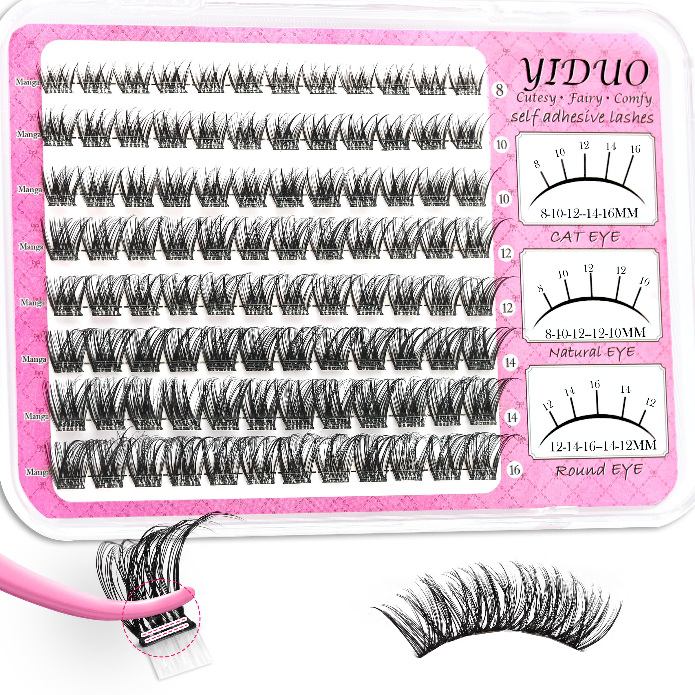 YIDUO Self-Adhesive Wispy Lash Clusters 96PCS