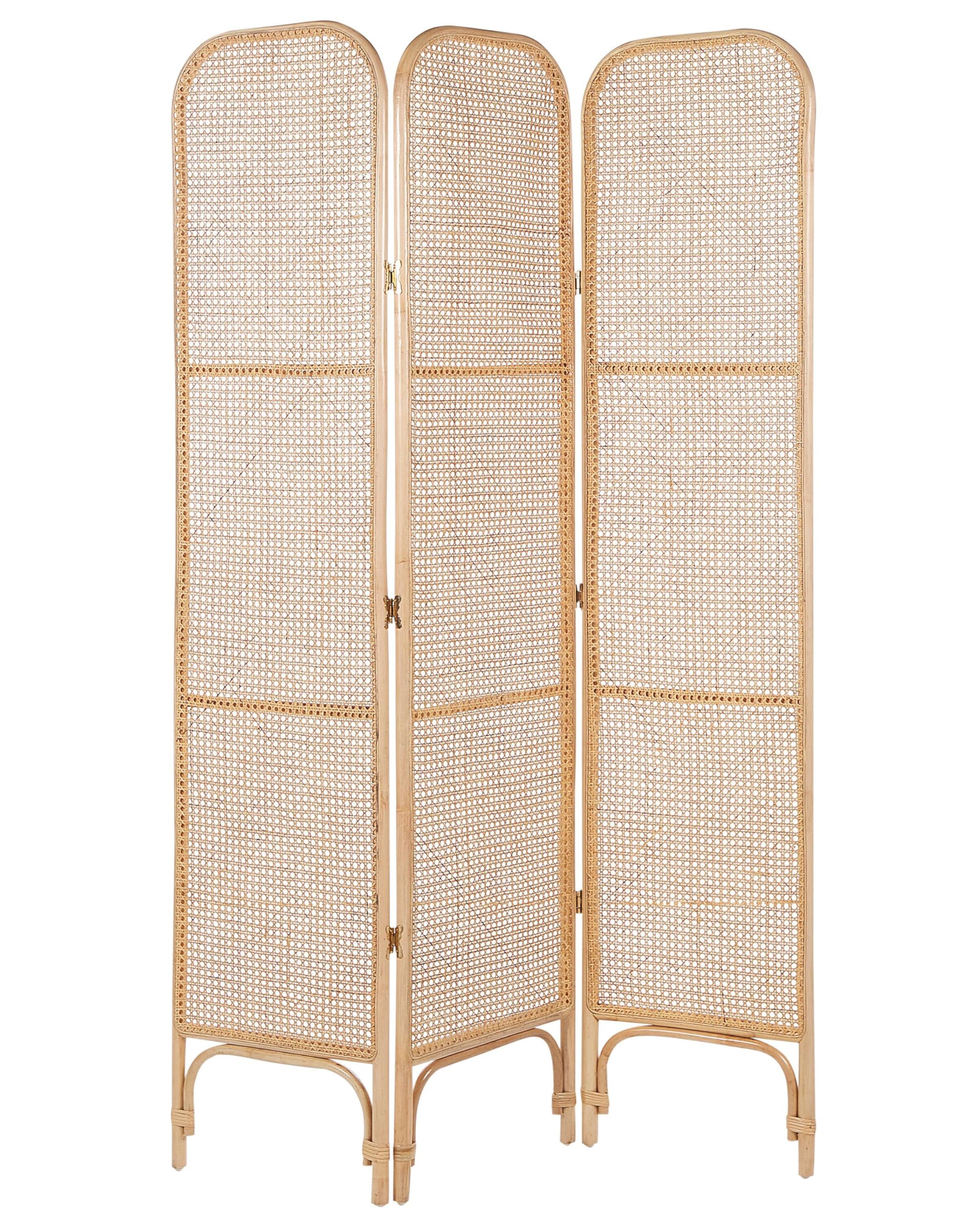 BelianiModern Decorative Room Divider Screen 3 Panels Folding Rattan Natural Potenza