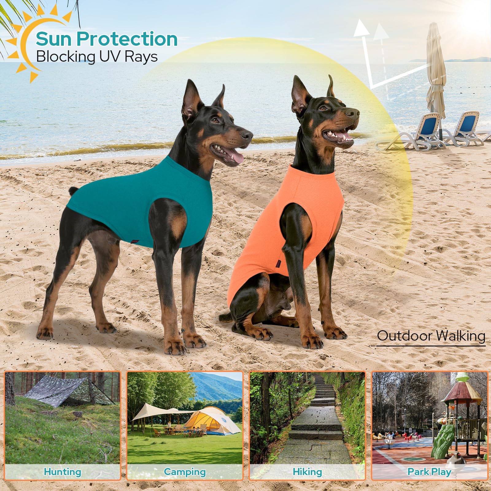 2er-Pack Hunde-Shirts Mit Ärmeln – Weiches Tank Top, Atmungsaktiv & Dehnbar Für Kleine Bis Große Hunde, Orange & Grau