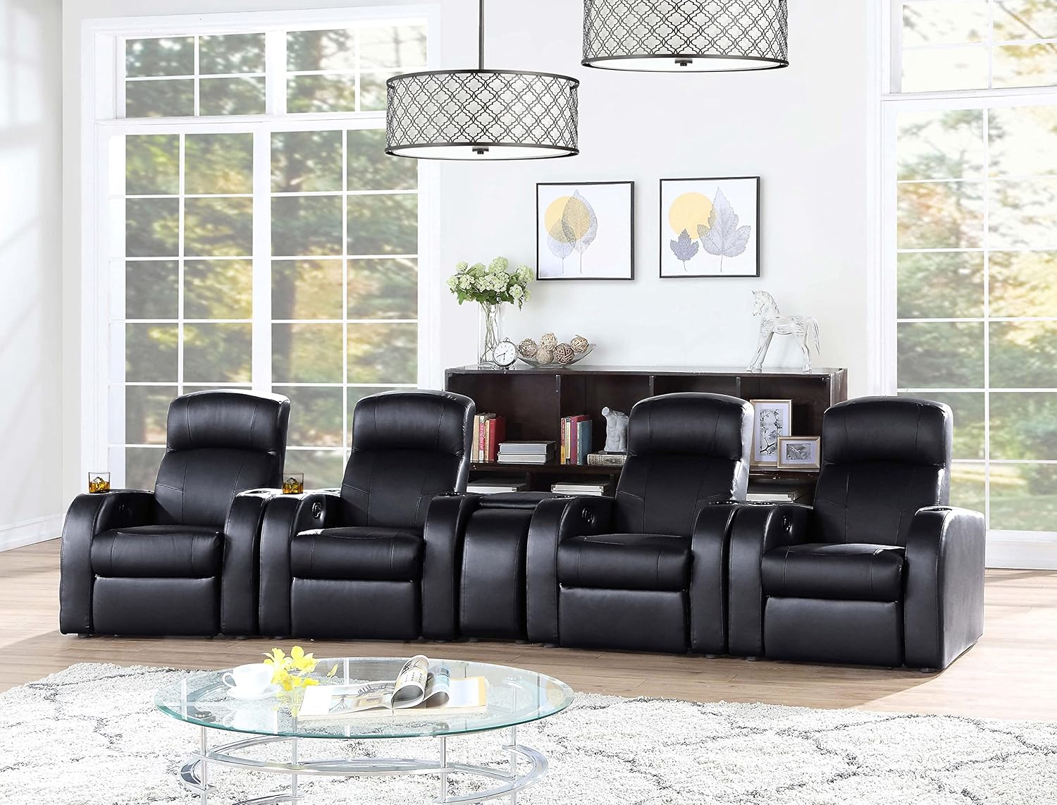 Coaster Furniture Cyrus Home Theater Upholstered Console Wedge Black 600002