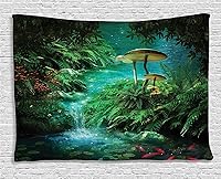 Vista 70 de Ambesonne Tapiz de cornamentas, cervatillo de ciervo de cola blanca en el desierto en el campo, tema de caza rural, colgante de pared