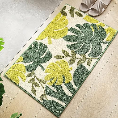 Miniatura 7 de Plants - Alfombra de baño antideslizante súper absorbente, extra suave y 100% microfibra, lavable a máquina, alfombra para baño, cocina y sala de