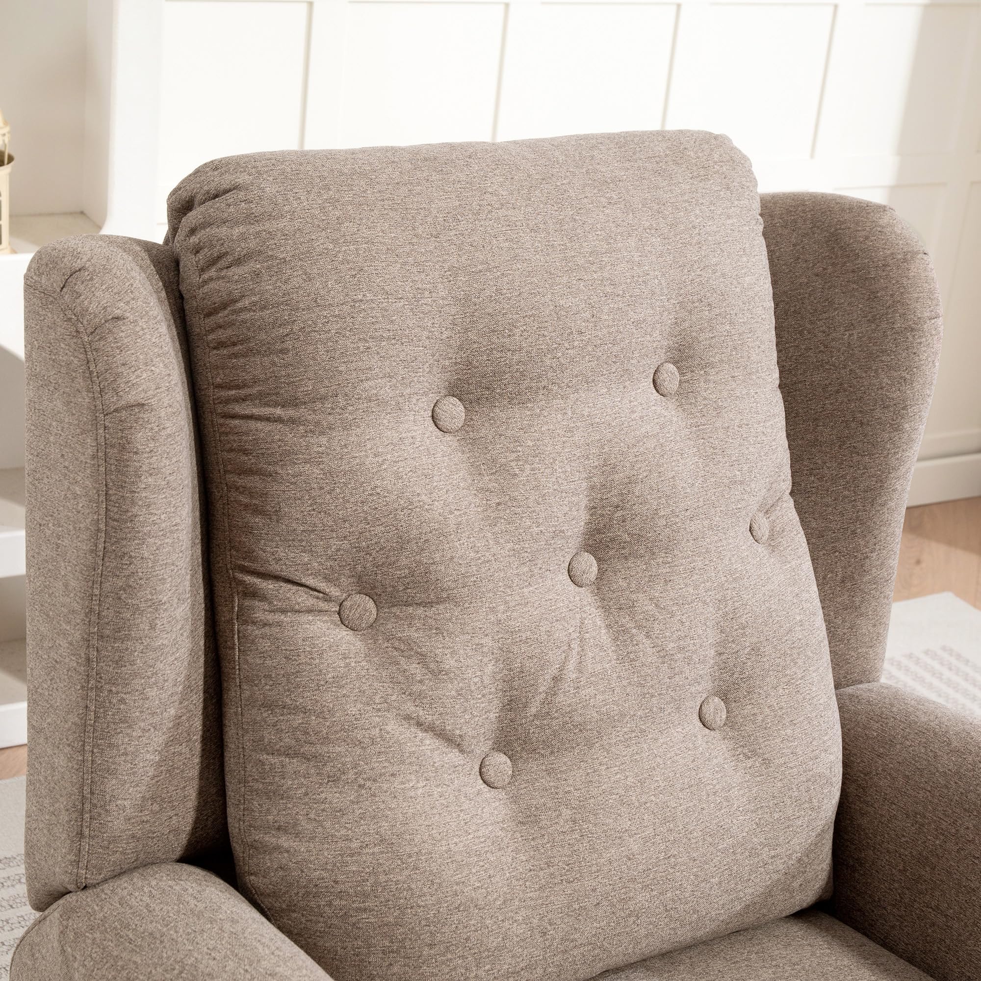 HOMCOM Sillón Relax Reclinable Eléctrico Levanta Personas Sillón Elevador con Respaldo Alto Capitoné Control Remoto Tapizado en Lino y Bolsillos Laterales Marrón Claro