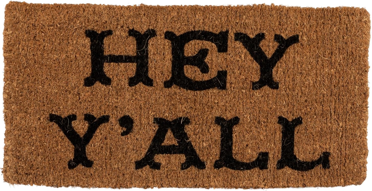 Creative Co-Op Natural Coir Hey Y'all Doormat